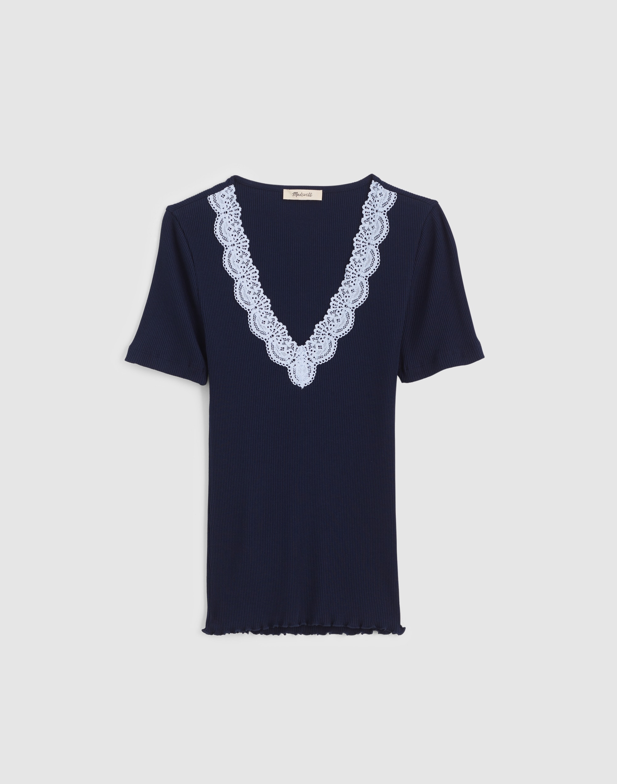 Lace-Trim V-Neck Top