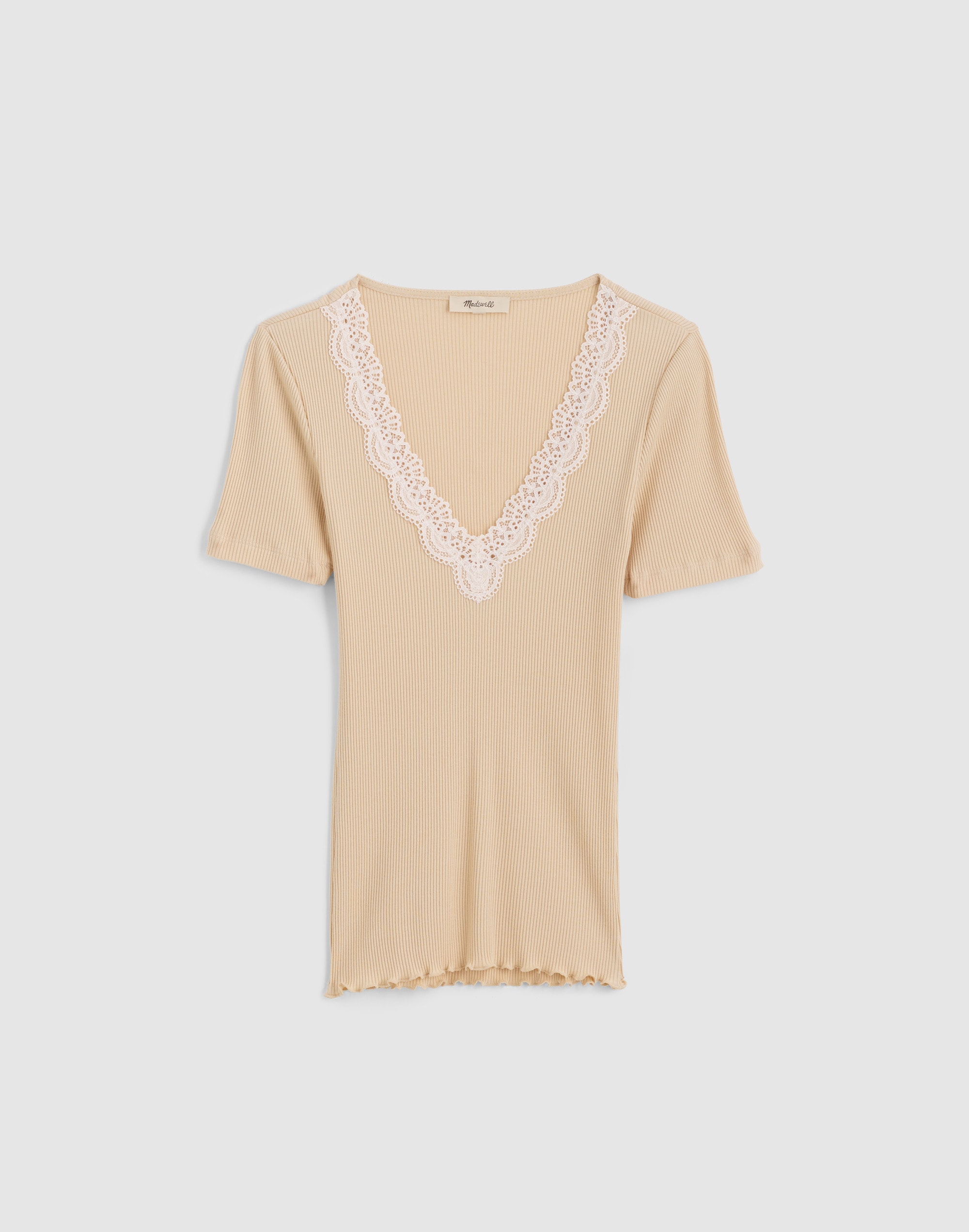 Lace-Trim V-Neck Top