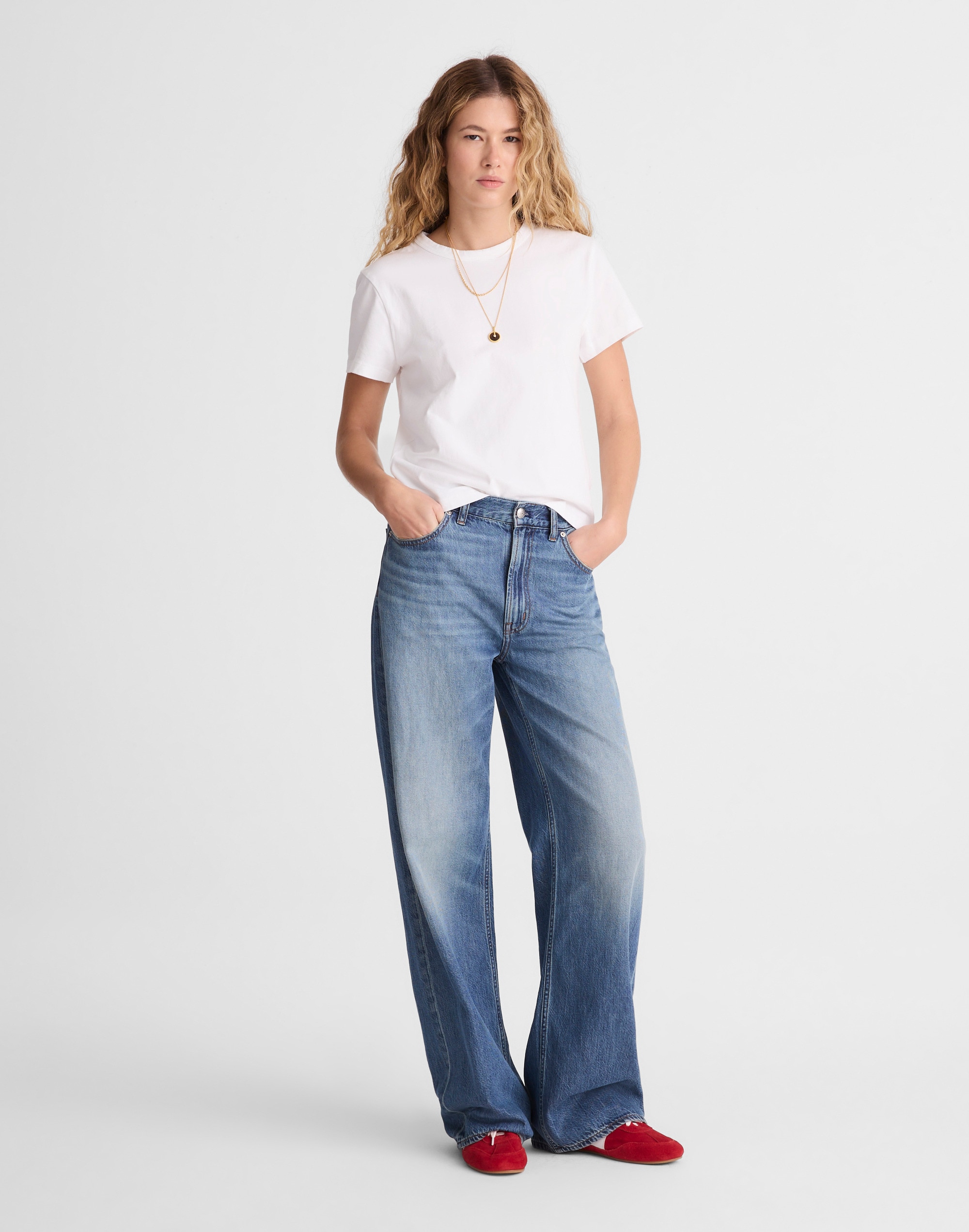 low-slung baggy jeans in airy denim