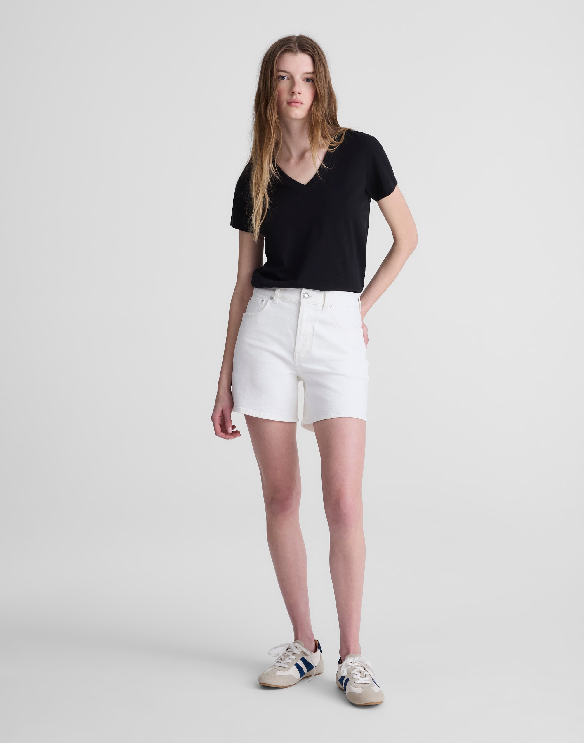 Madewell Drawstring Jean Short In Tile White Tile White In White