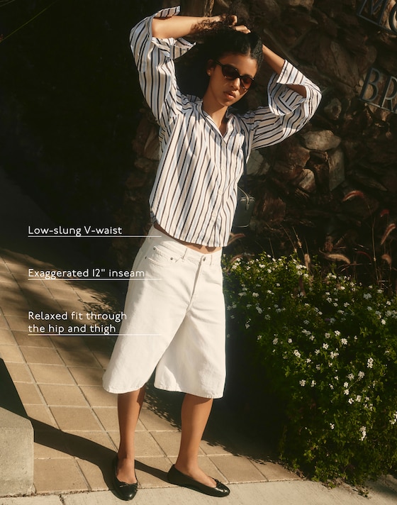 bermuda dress shorts Ariel Low Rise Short 4 / Black Prewashed twill feels brokenin from day one SIZE These 7 Long Shorts Outfits