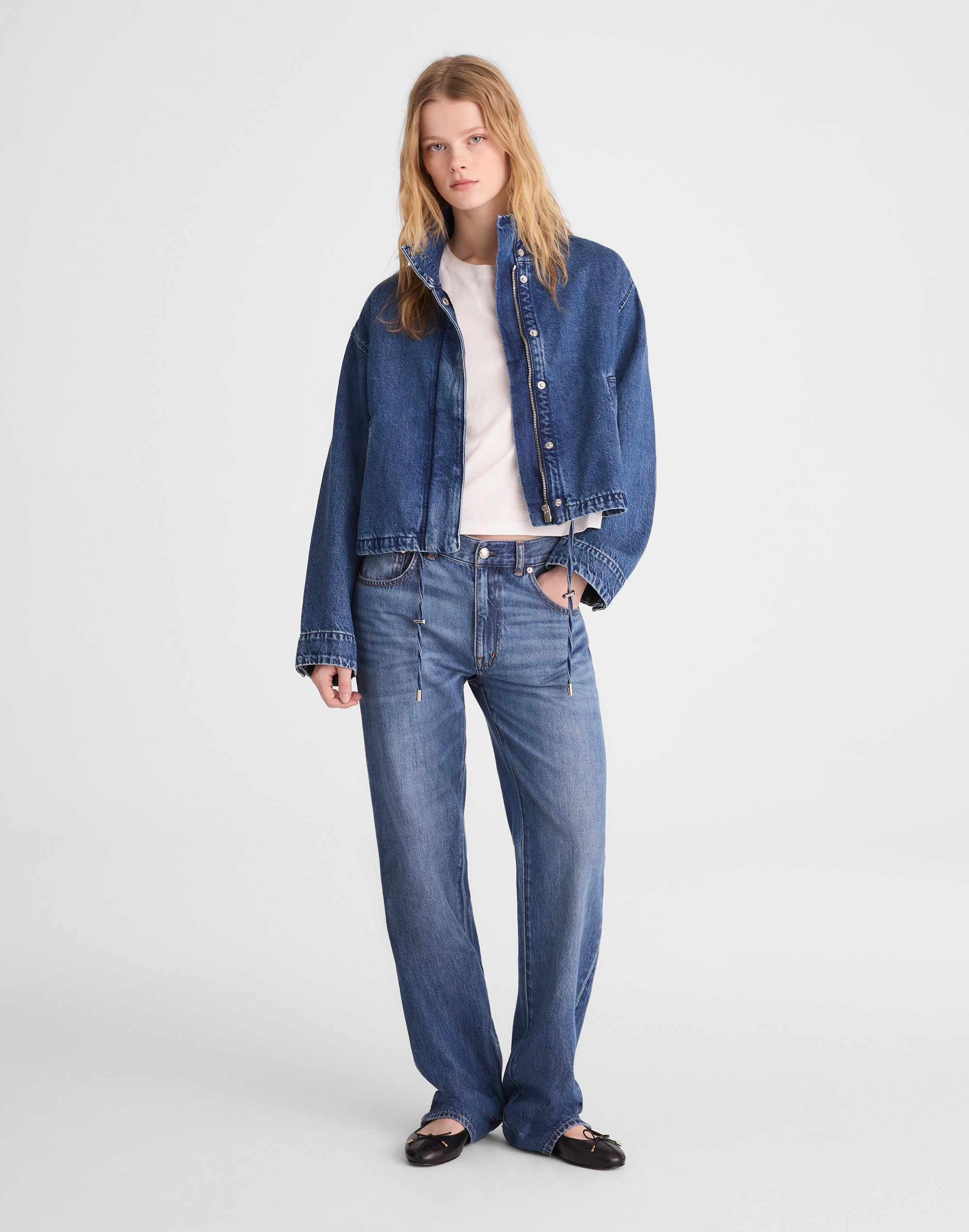 Denim Crop Field Jacket Alternate Image 1