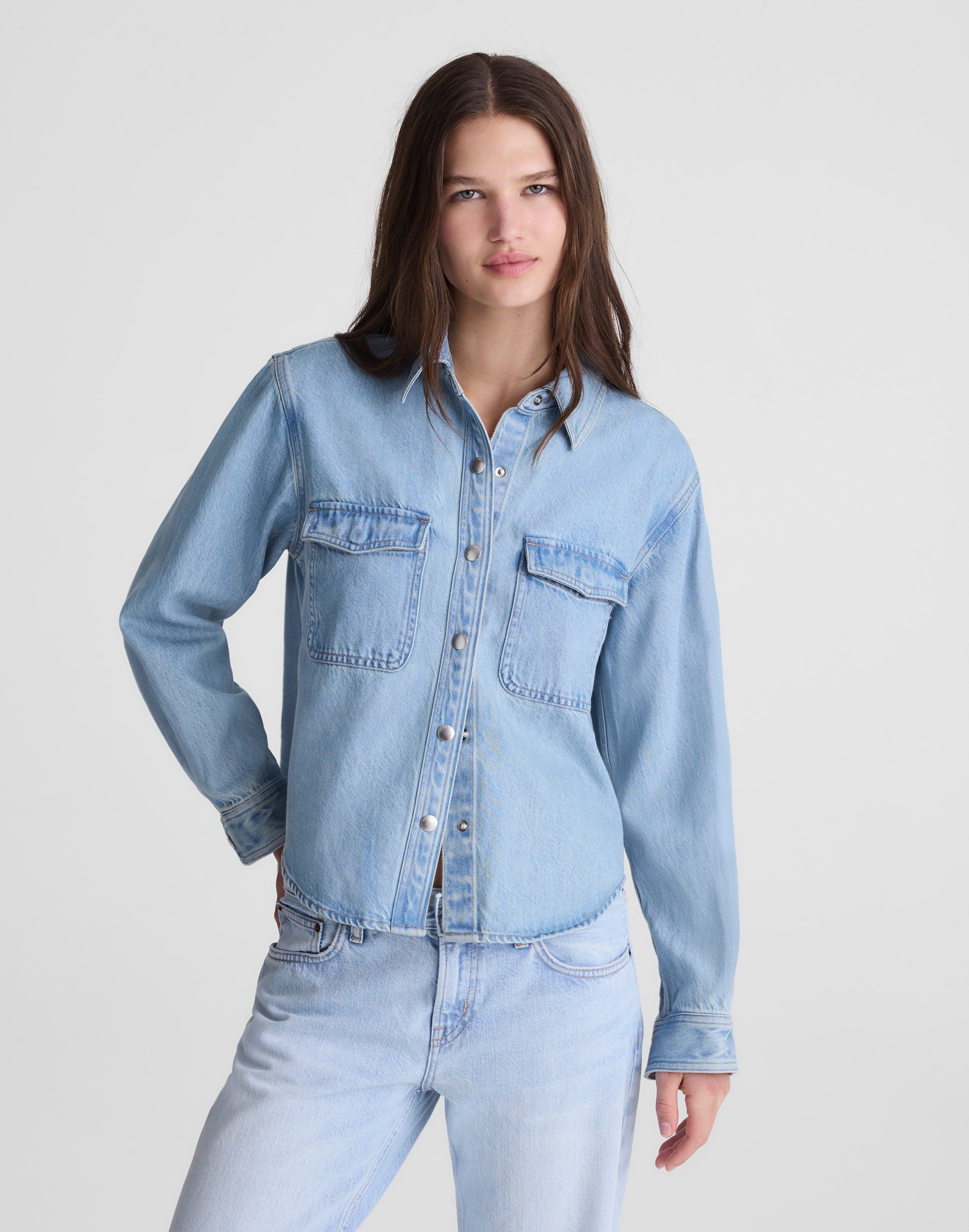 Airy Denim Relaxed Shirt-Jacket