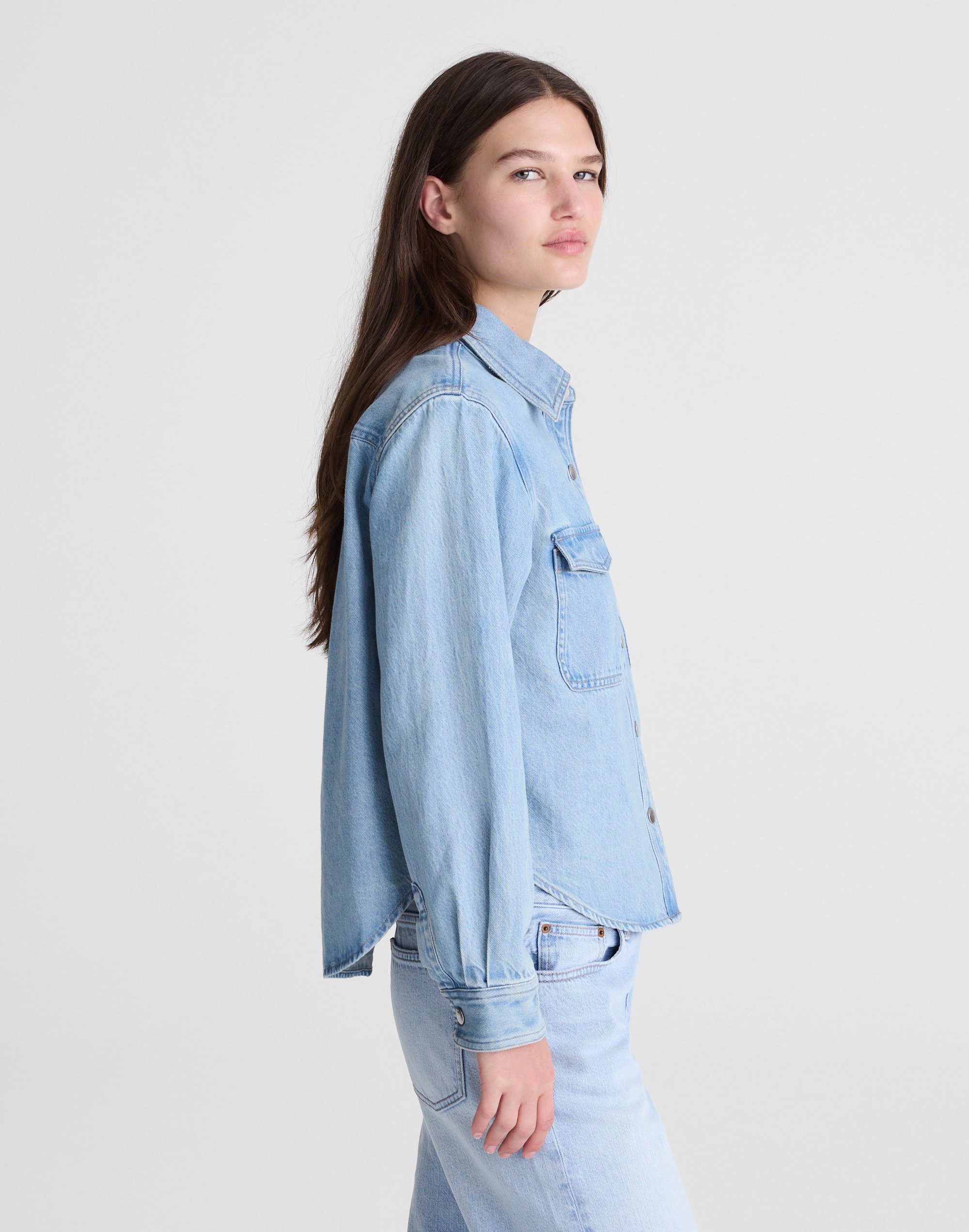 Airy Denim Relaxed Shirt-Jacket