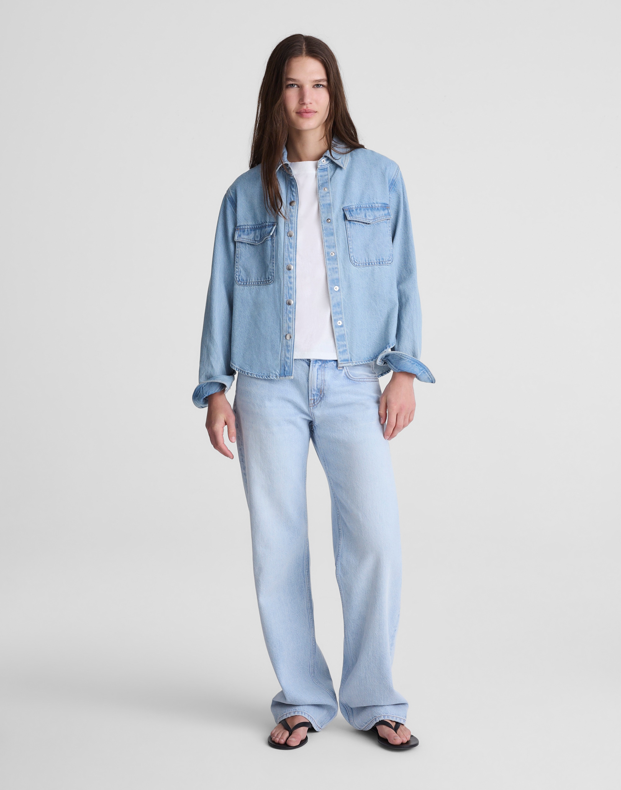 Airy Denim Relaxed Shirt-Jacket