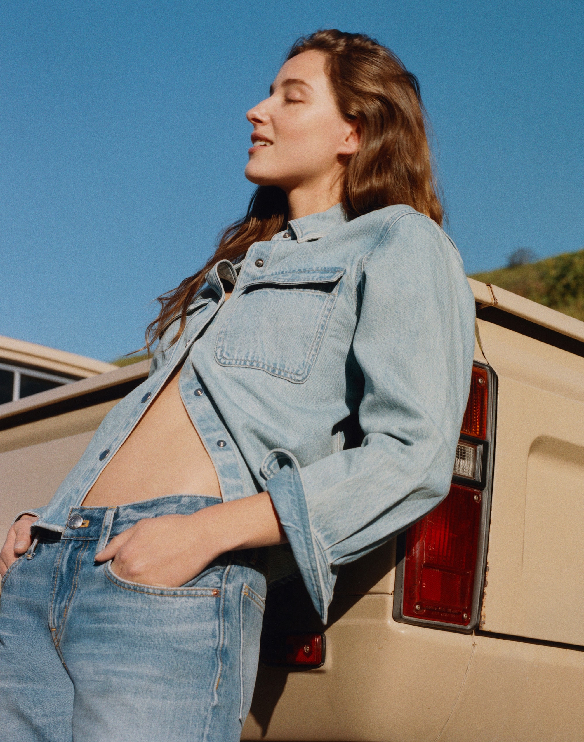 Airy Denim Relaxed Shirt-Jacket