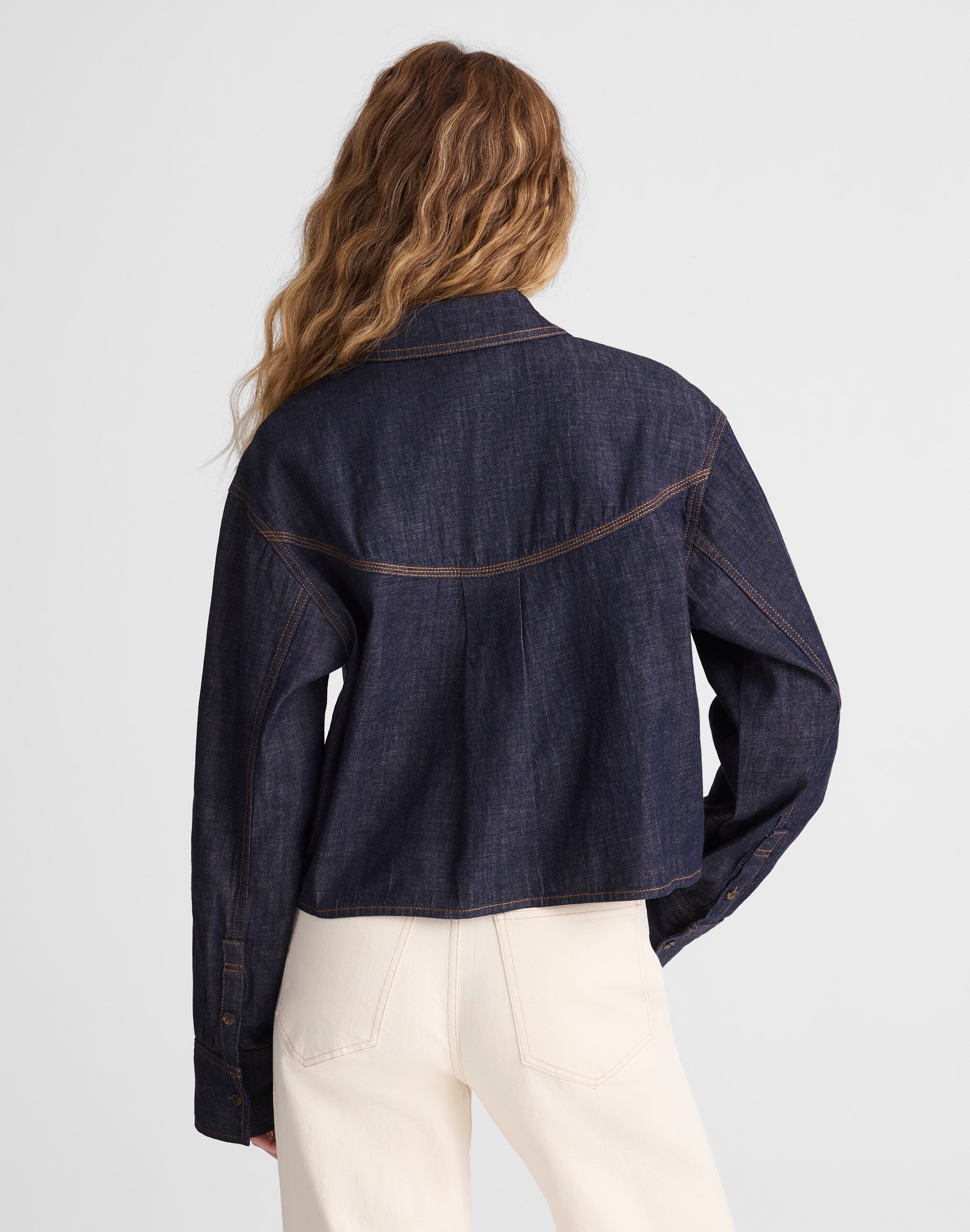 Denim Straight-Hem Shirt