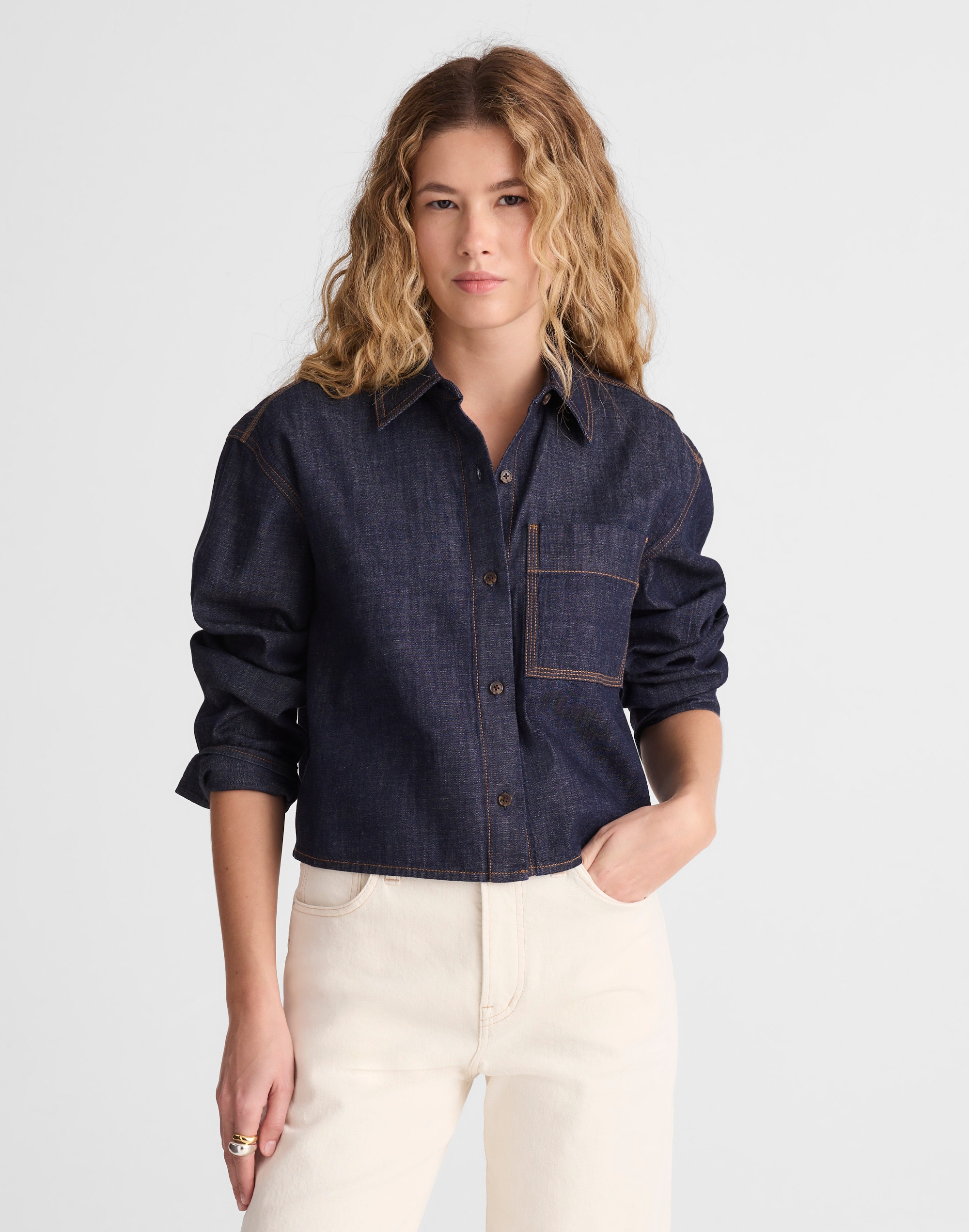 Madewell Denim Straight-hem Shirt In Blue