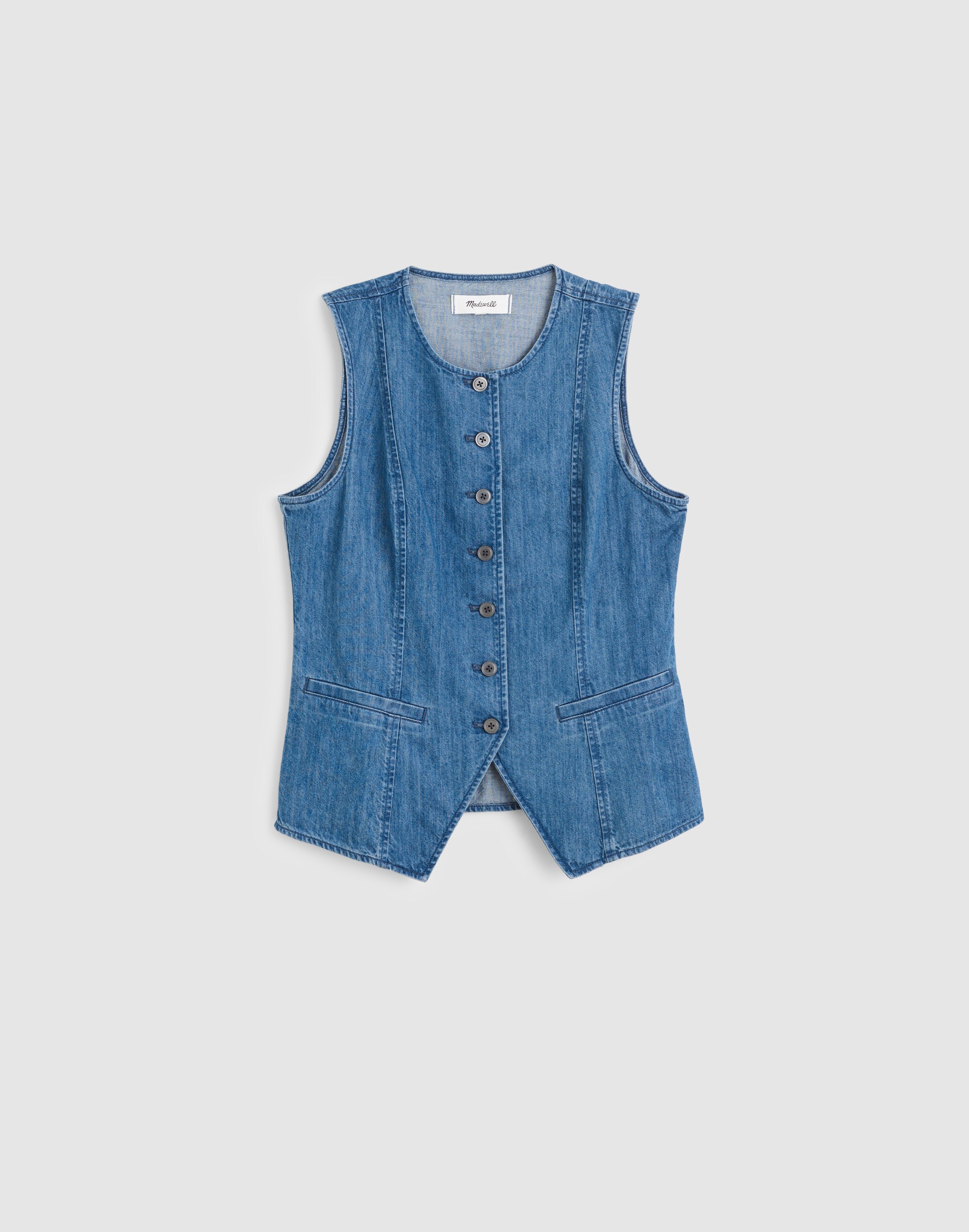 Denim Crewneck Cutaway Vest Top