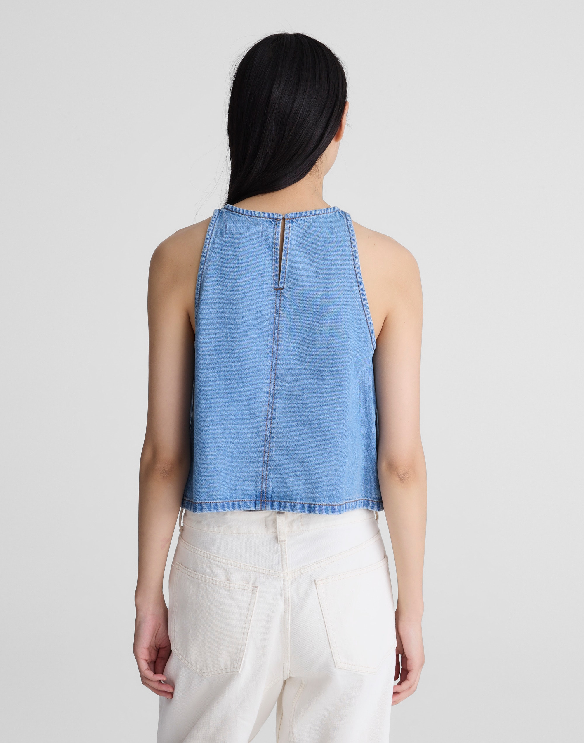Airy Denim Halter Shell Top