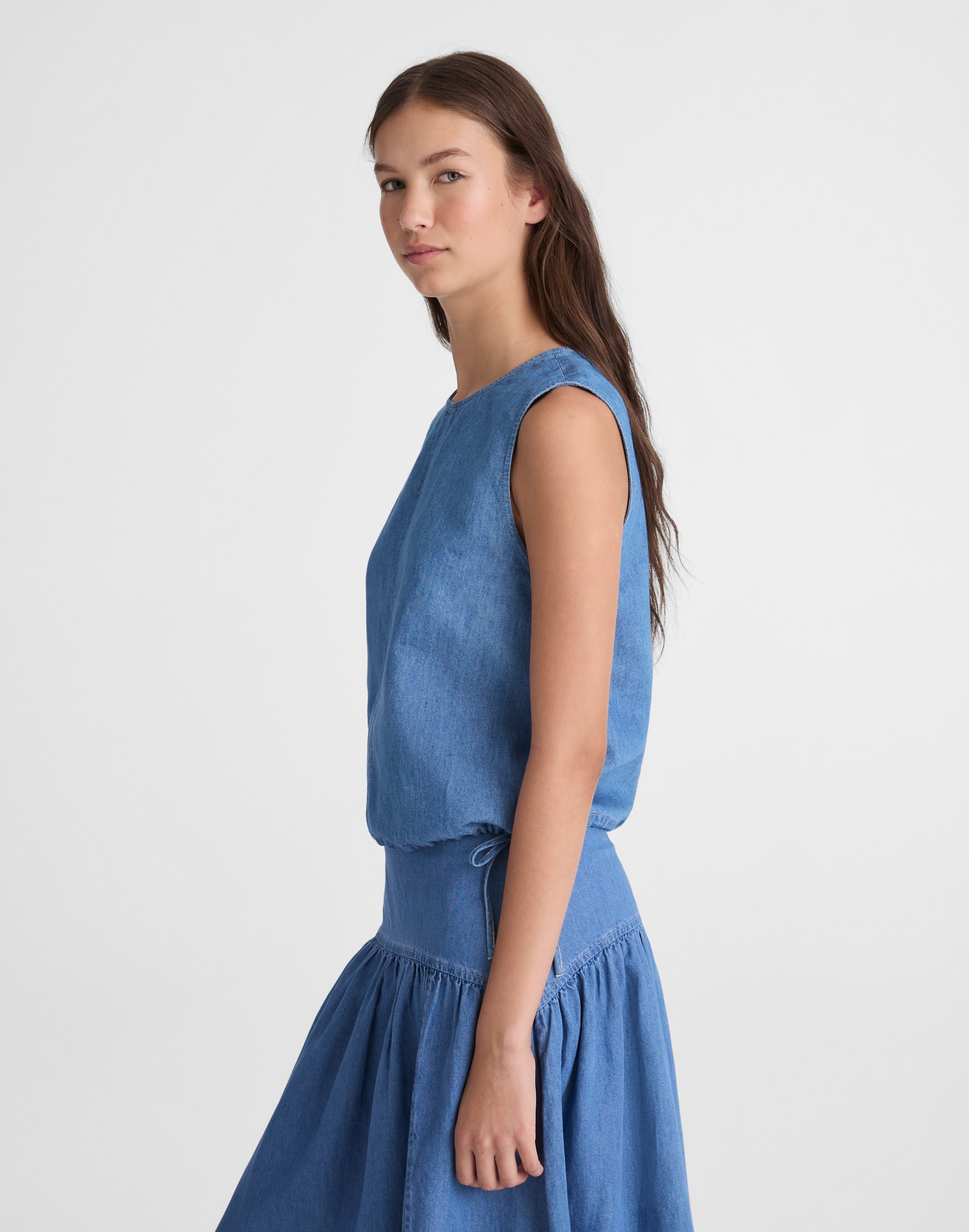 Denim Cinched Shell Top