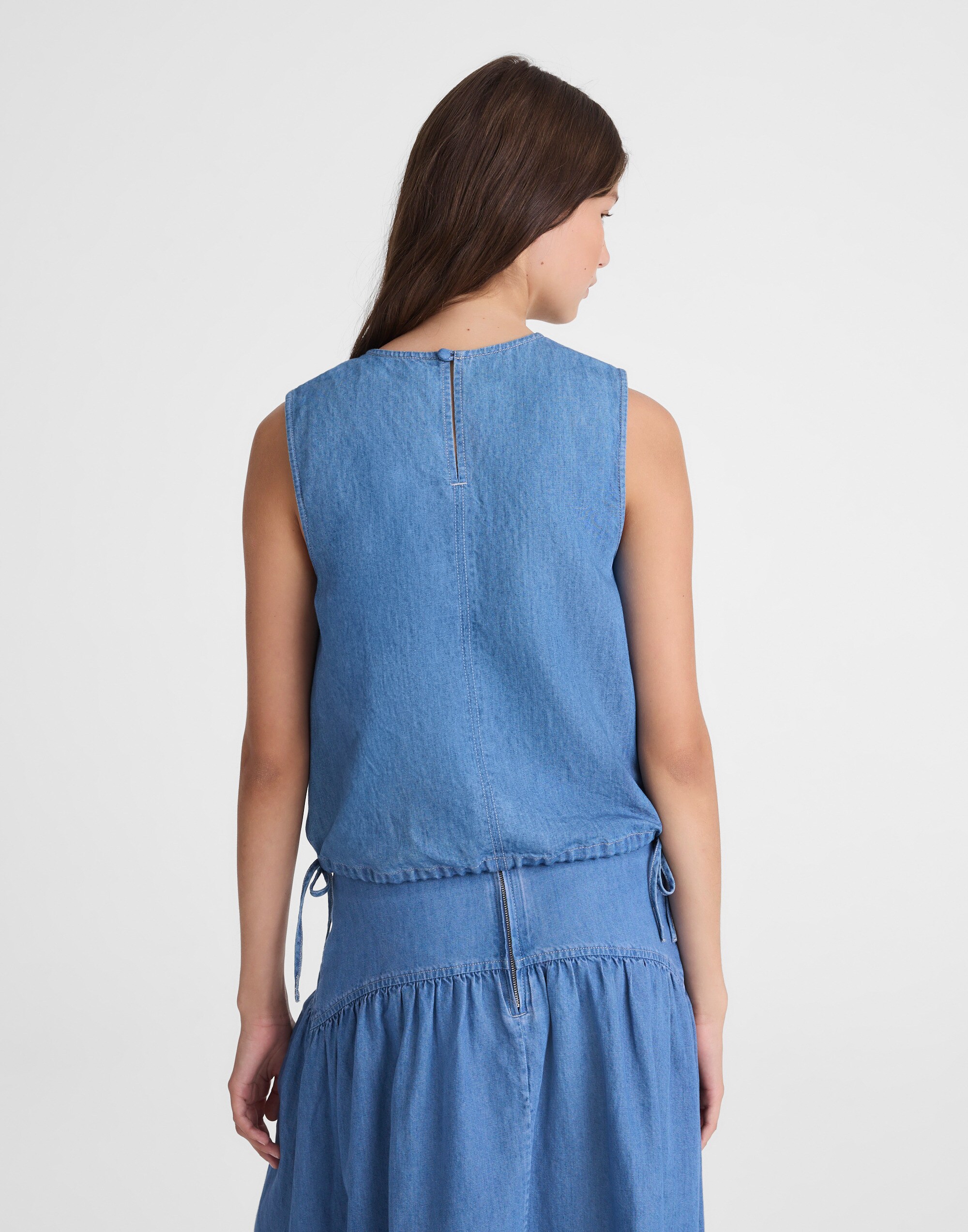 Denim Cinched Shell Top