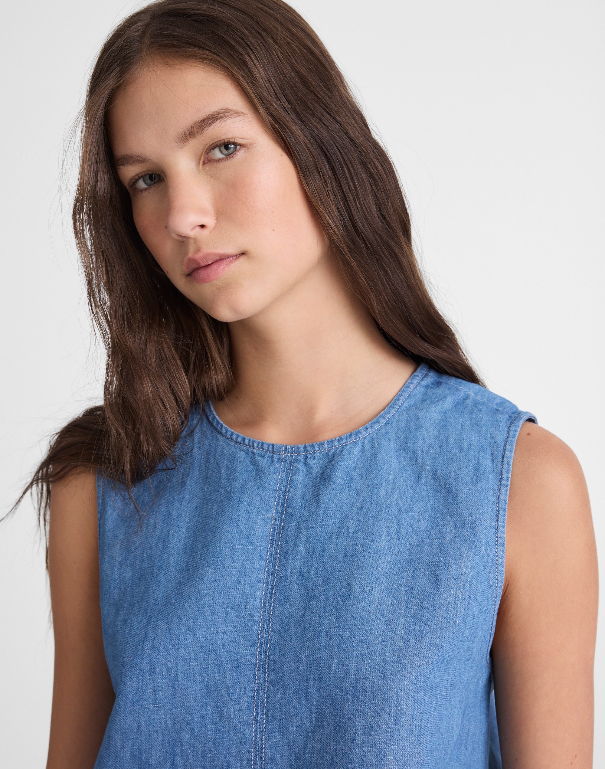 Denim Cinched Shell Top