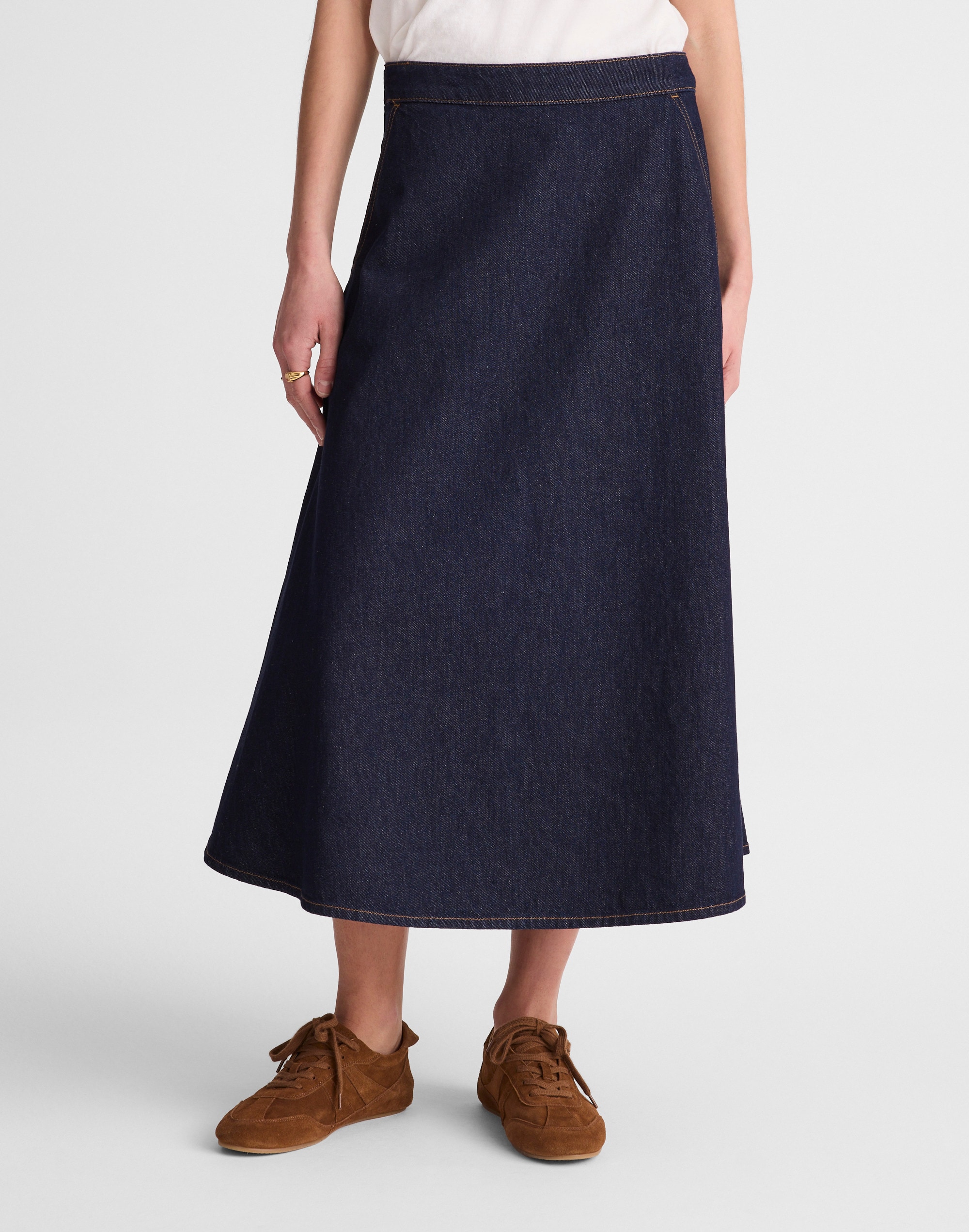 Denim Circle Midi Skirt