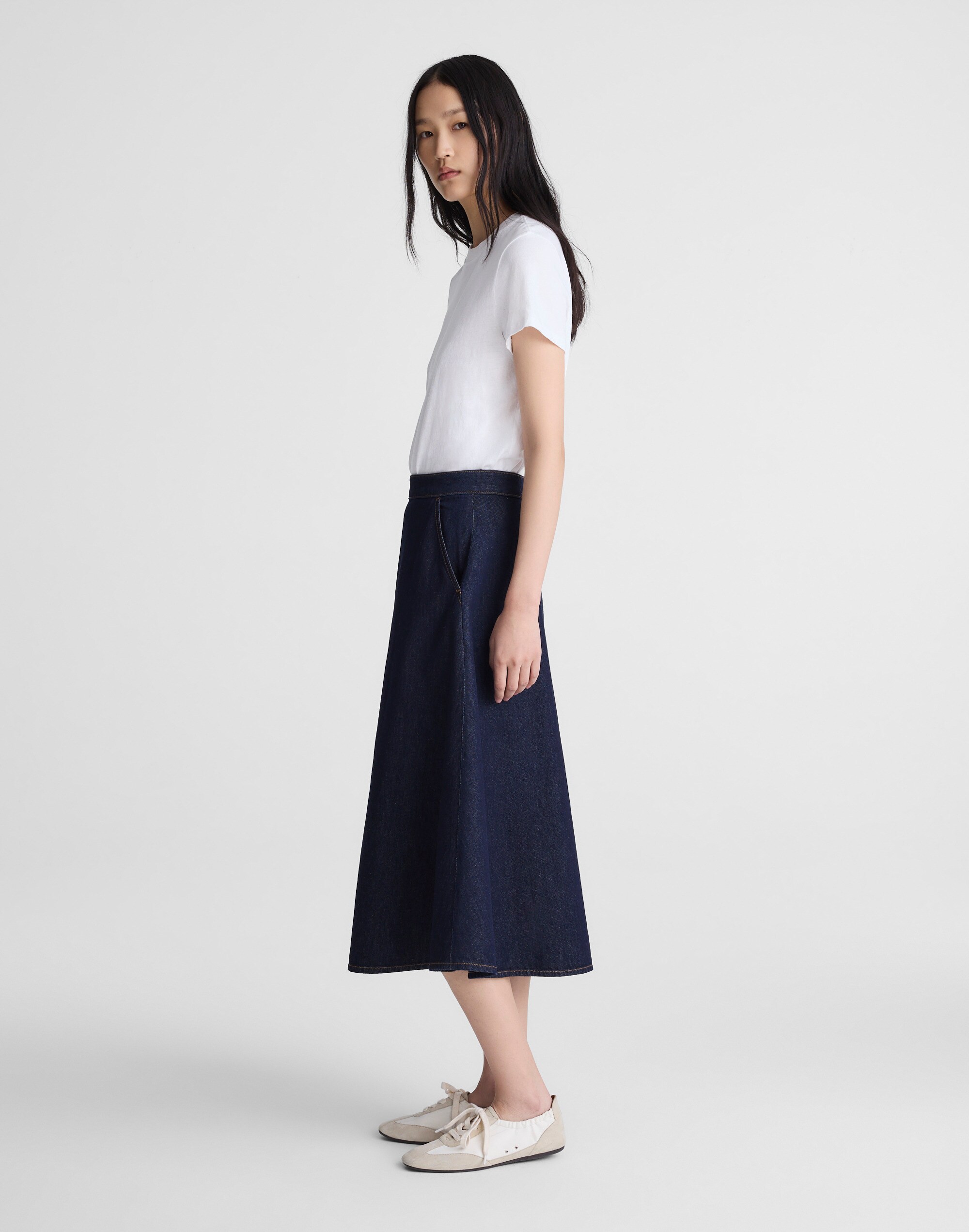Denim Circle Midi Skirt
