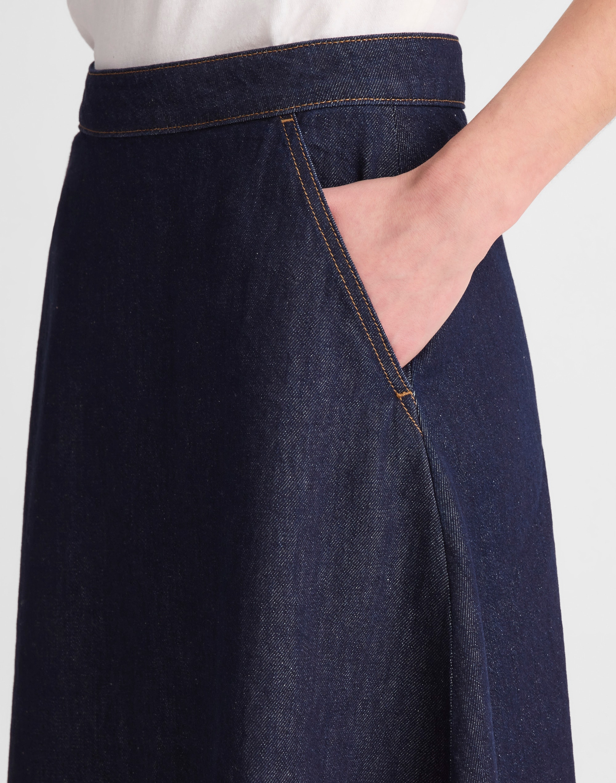 Denim Circle Midi Skirt