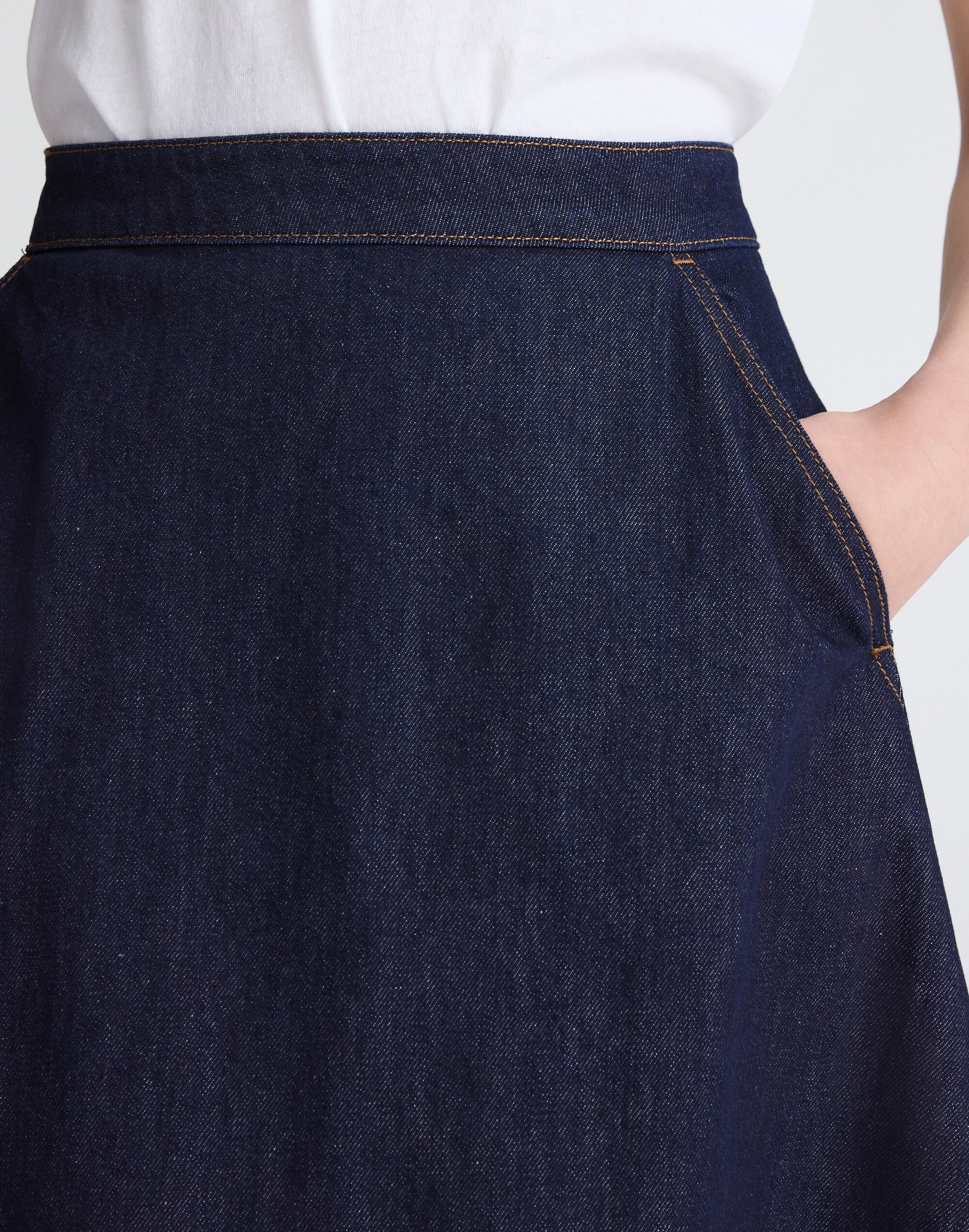 Denim Circle Midi Skirt