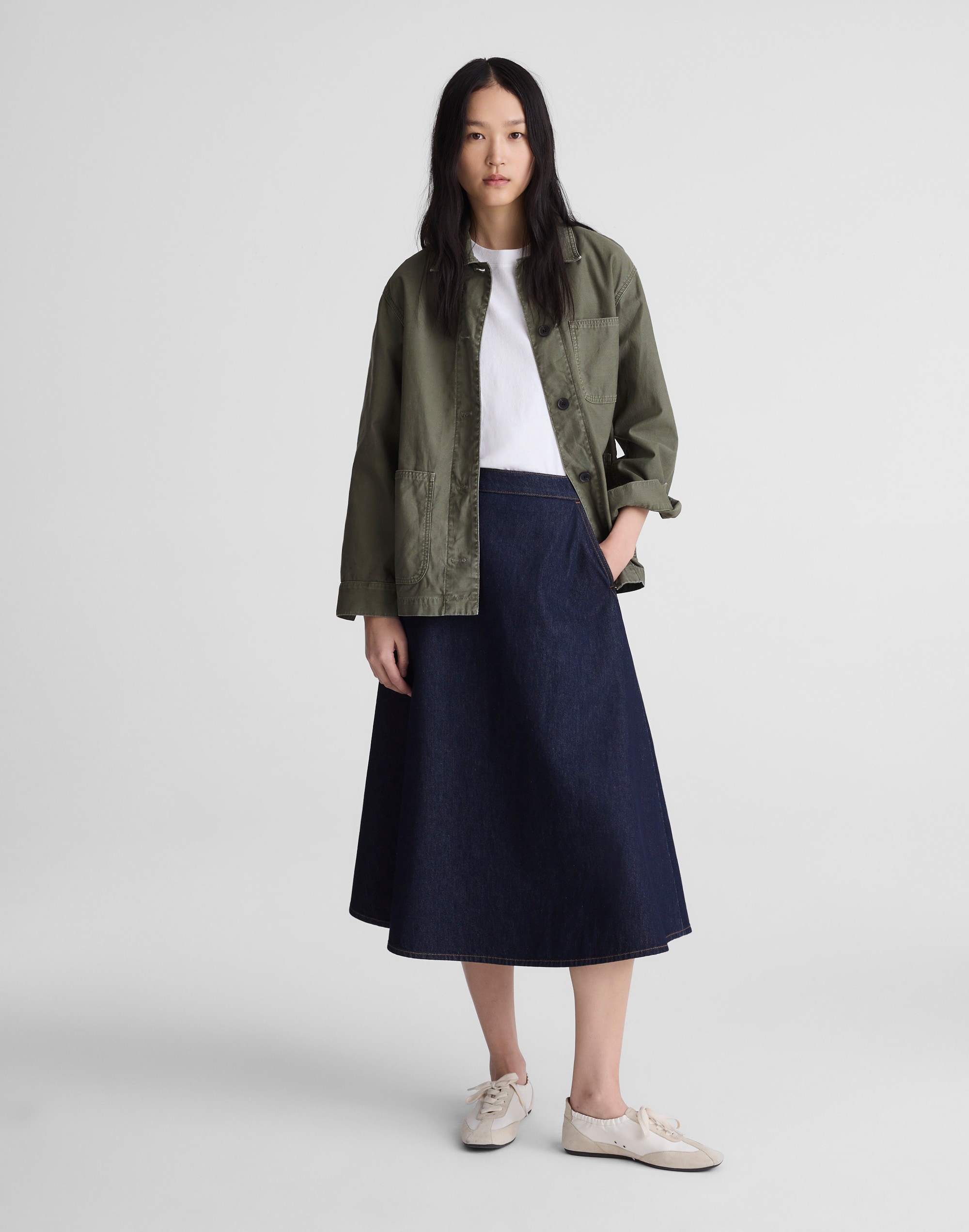 Denim Circle Midi Skirt