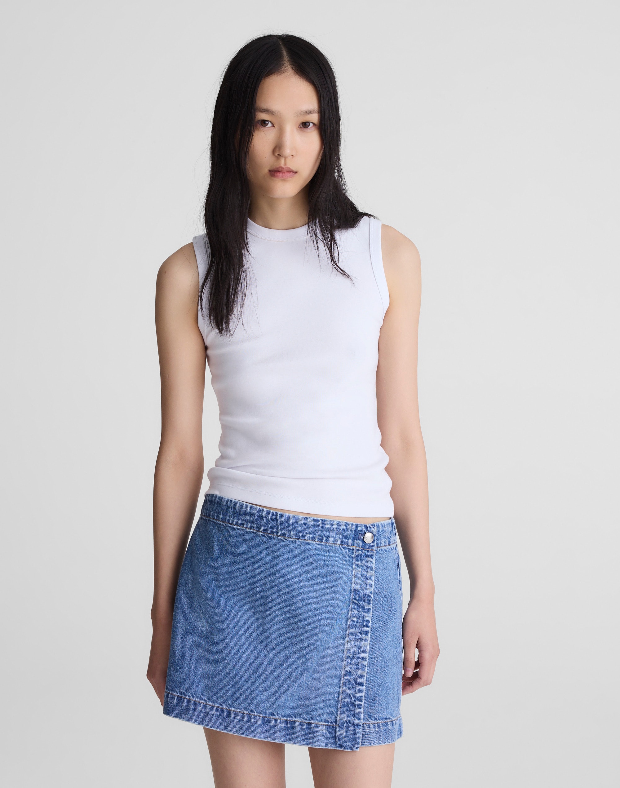 Denim Wrap Mini Skort