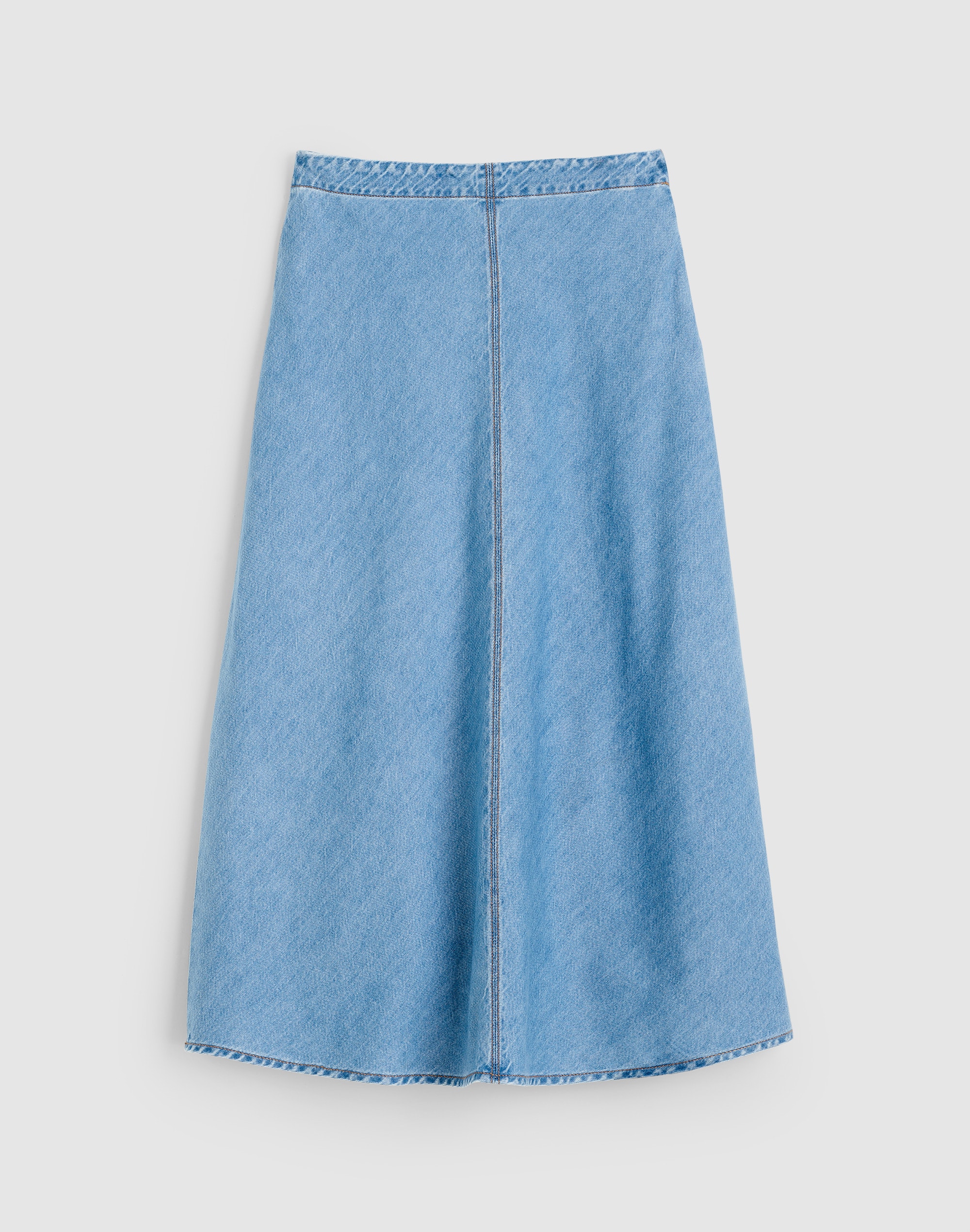 Airy Denim Slip Midi Skirt