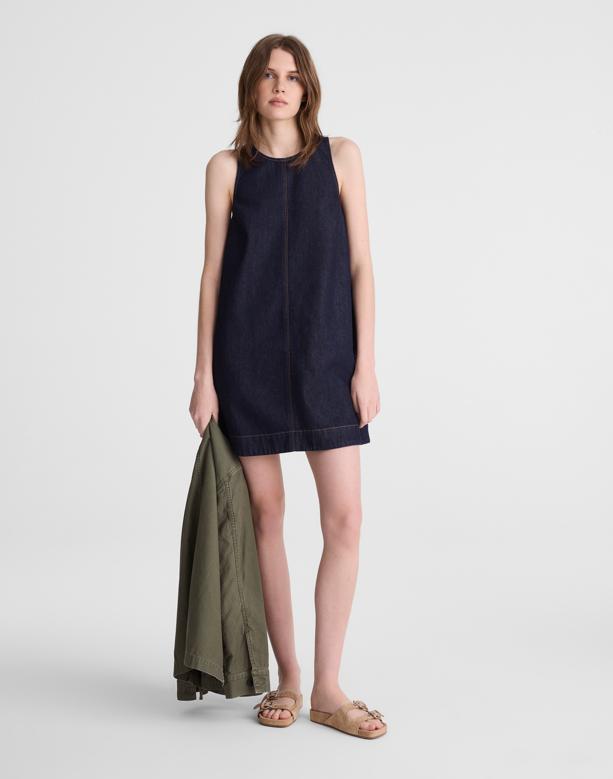 denim mini shift dress