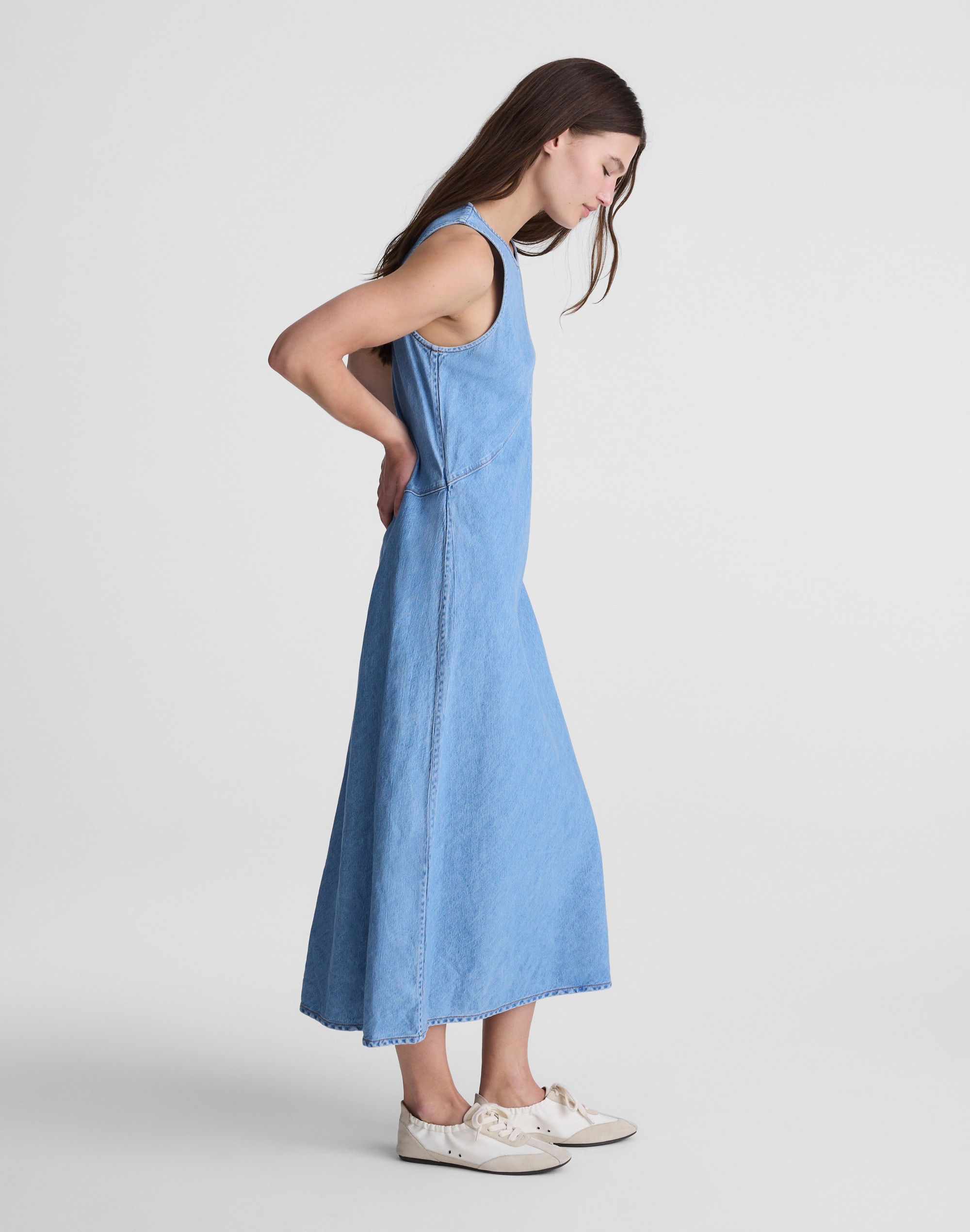 Airy Denim Seamed Maxi Dress