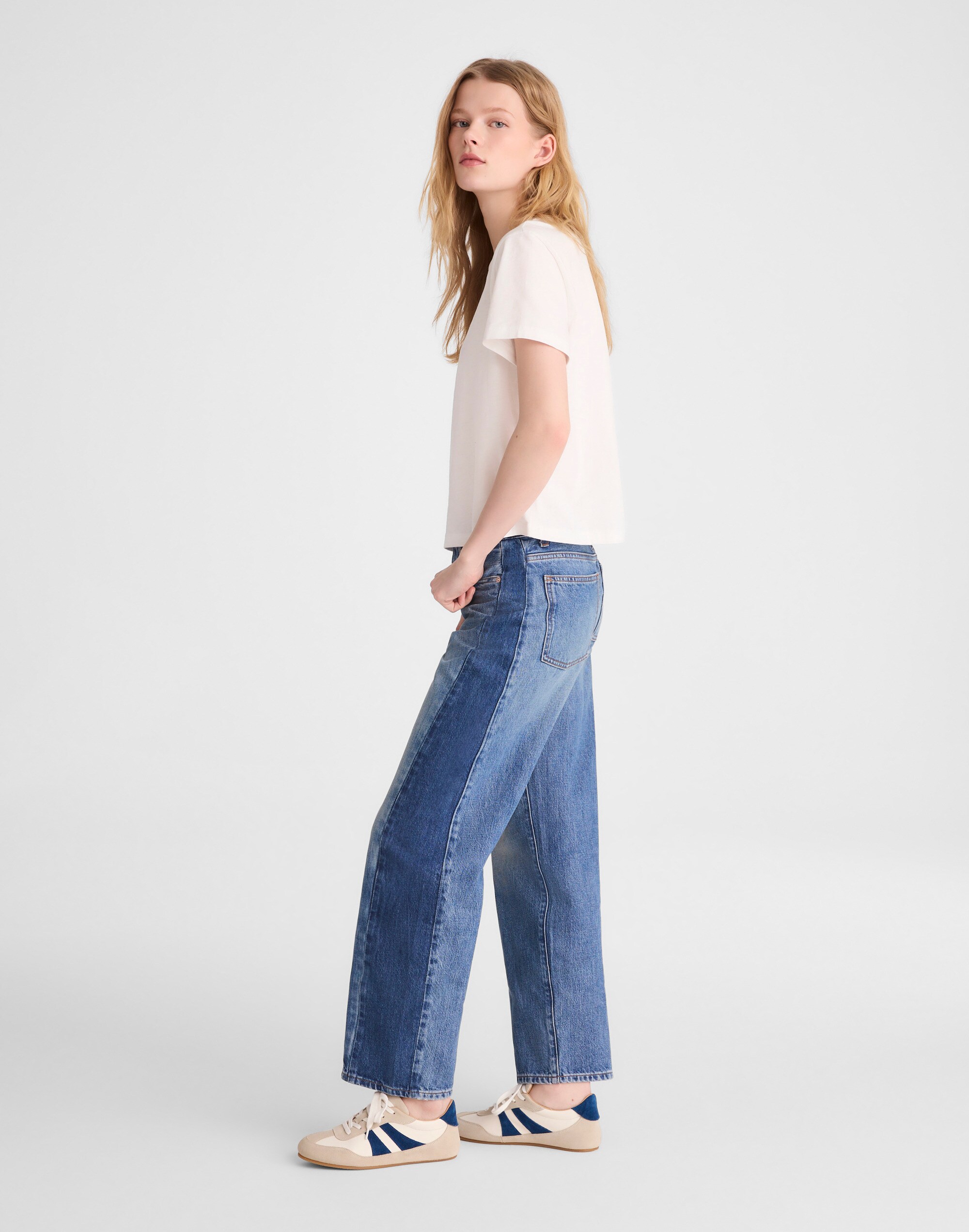 Pieced Barrel-Leg Jeans