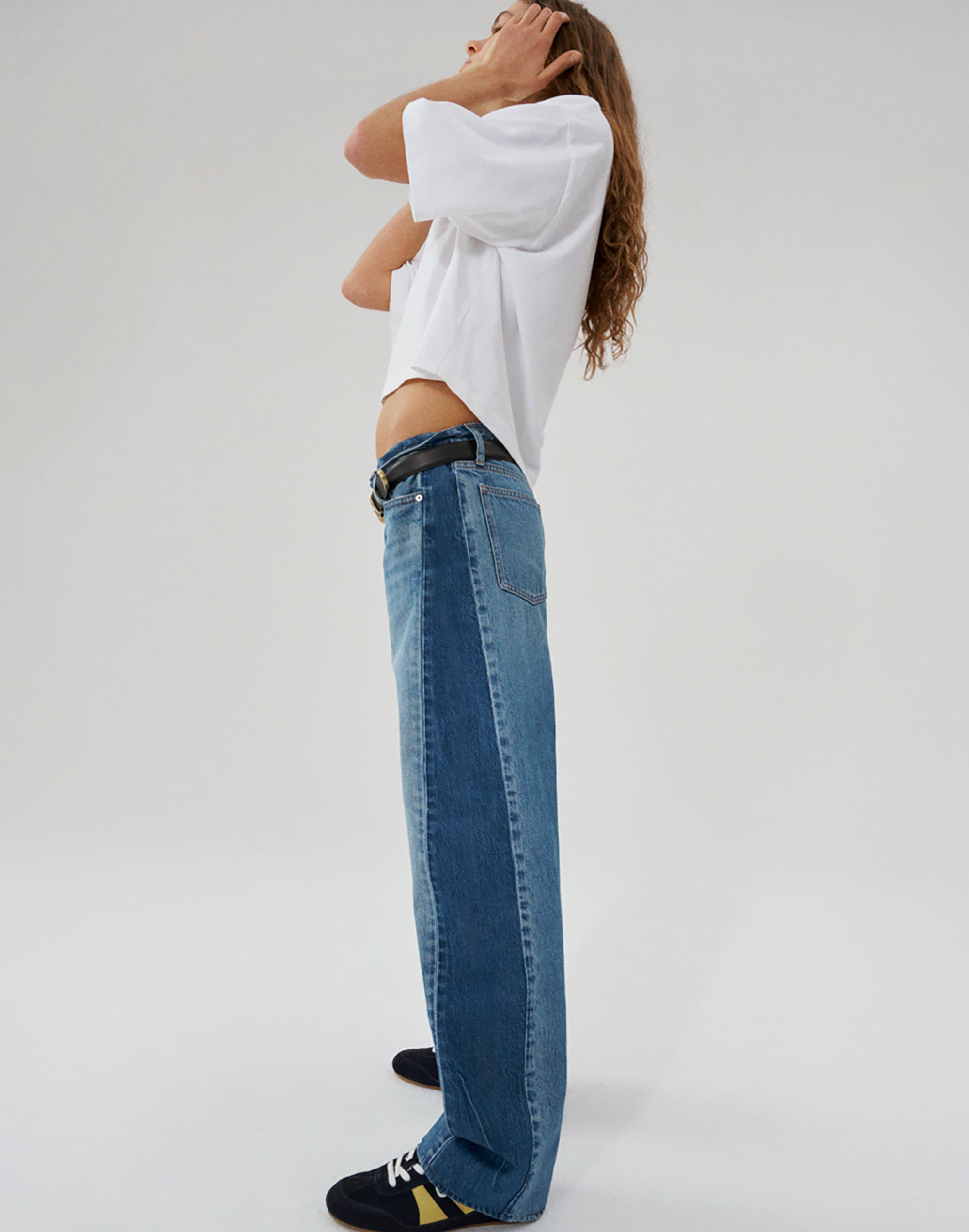Pieced Barrel-Leg Jeans