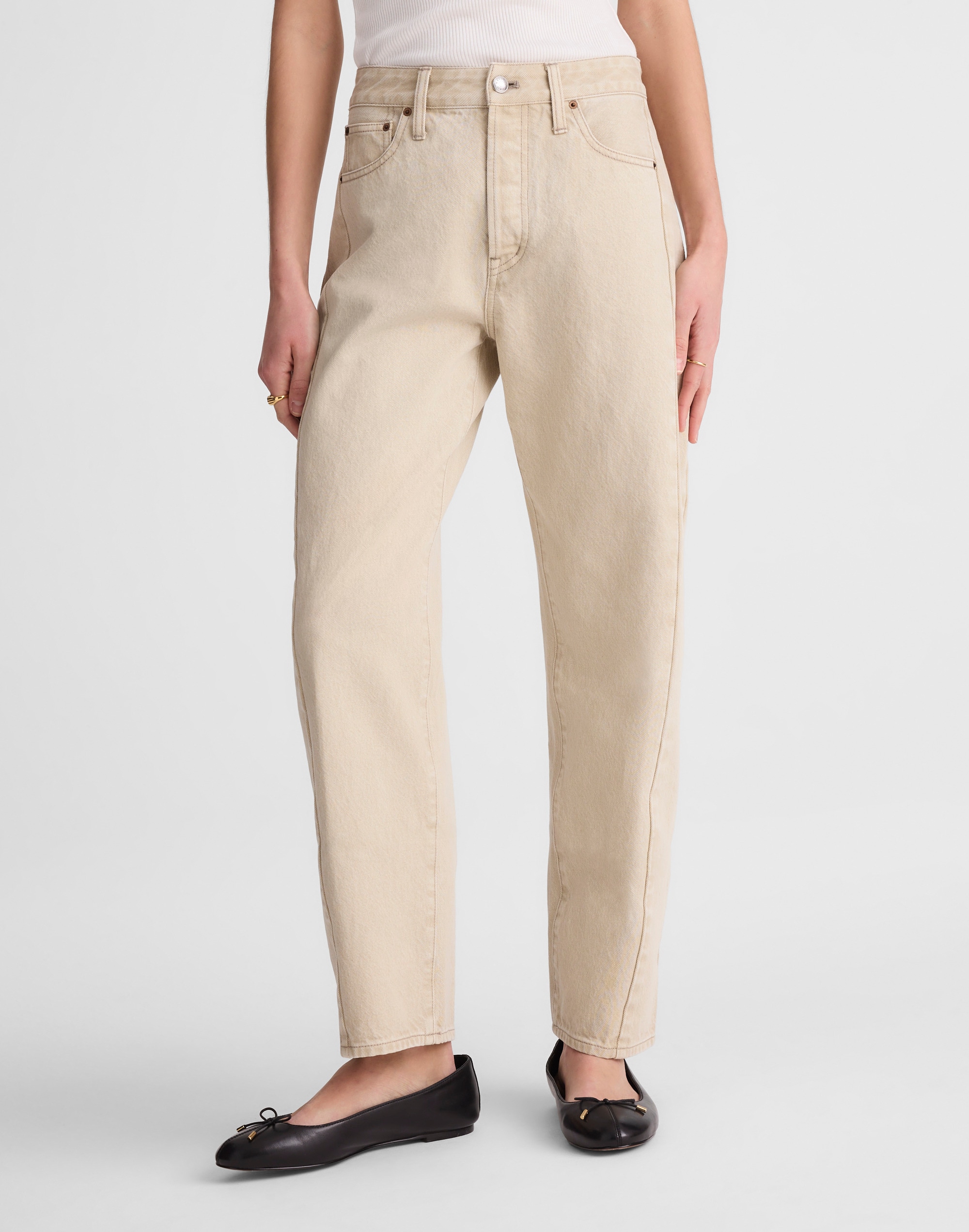 Pieced Barrel-Leg Jeans