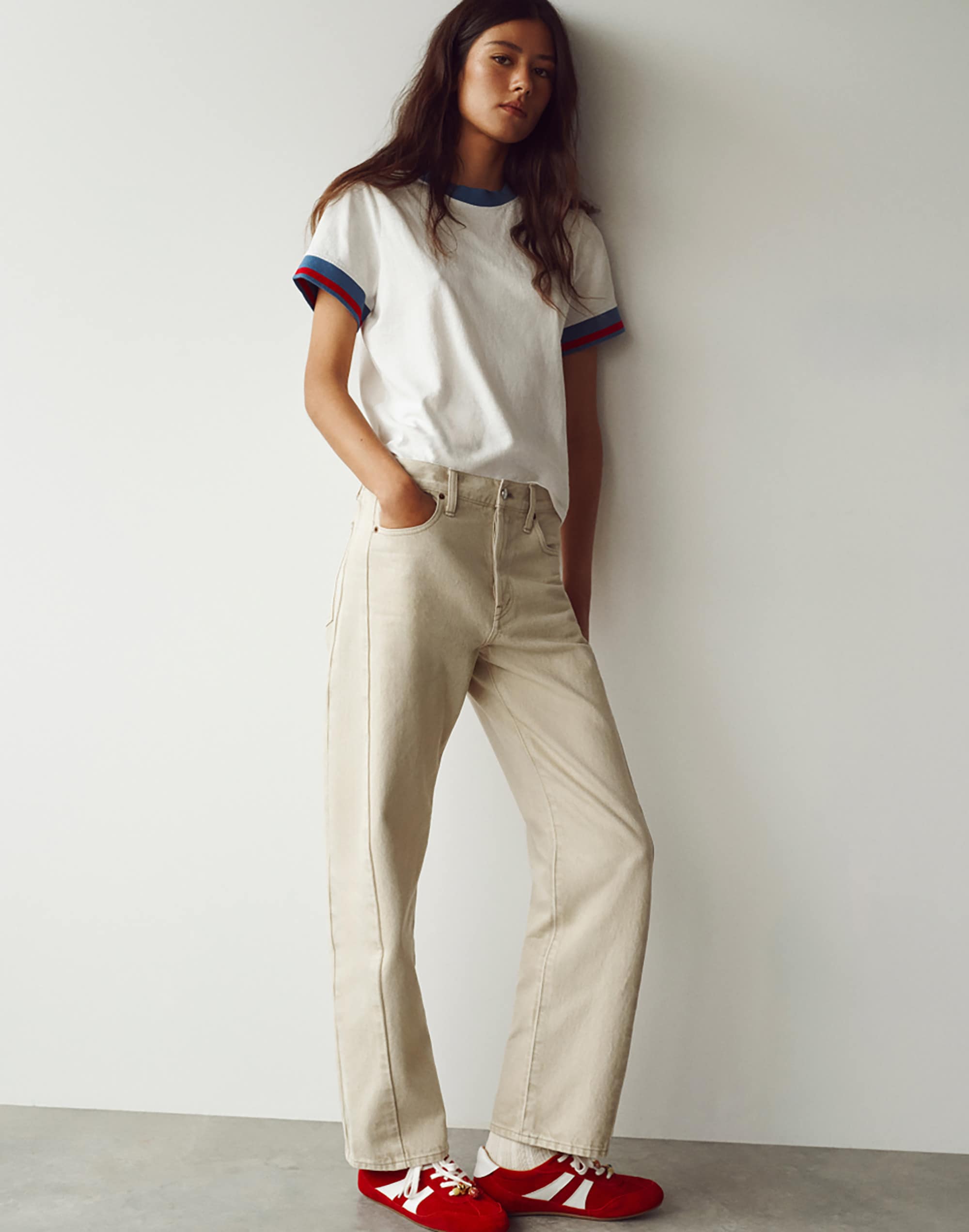 Pieced Barrel-Leg Jeans