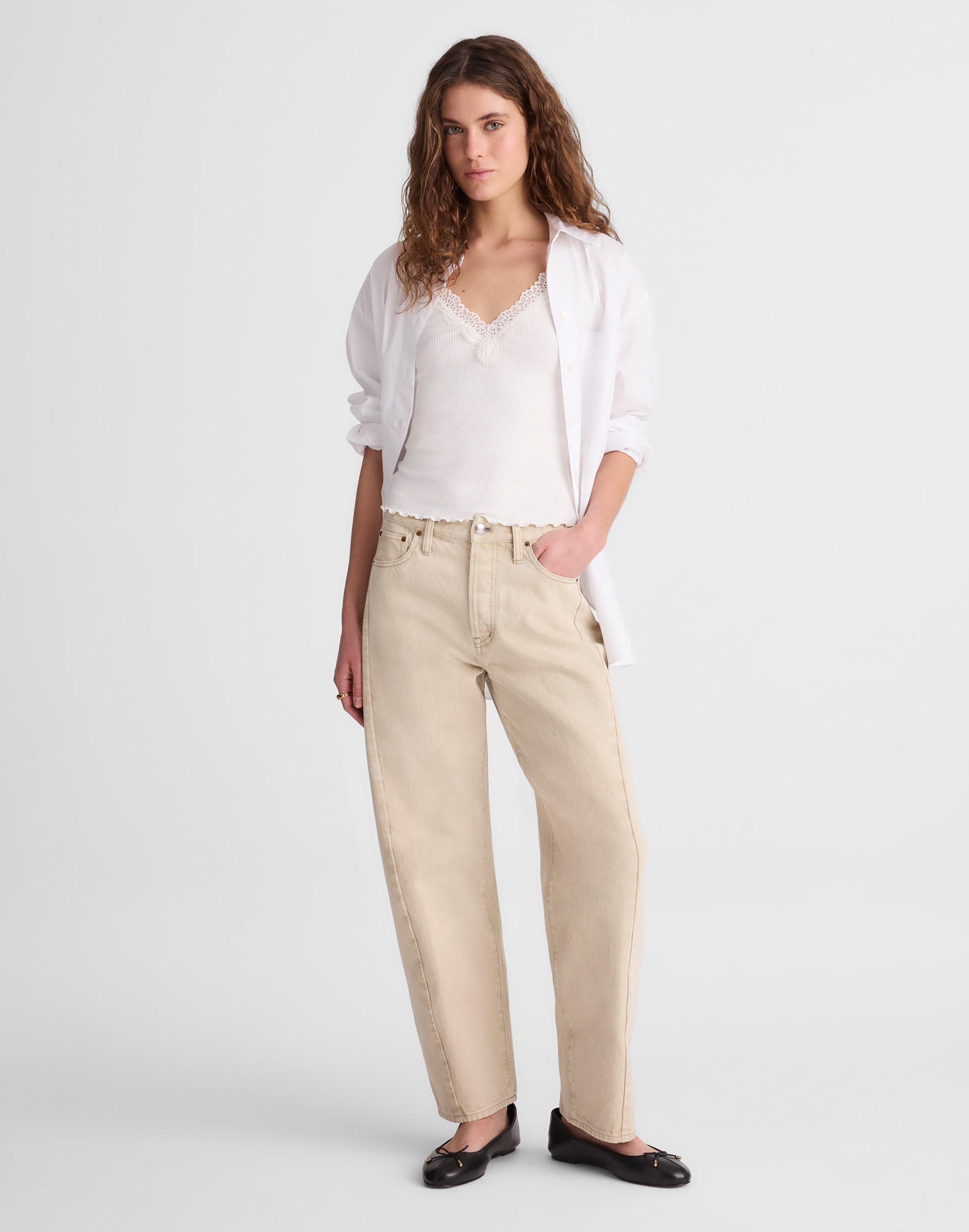 Pieced Barrel-Leg Jeans