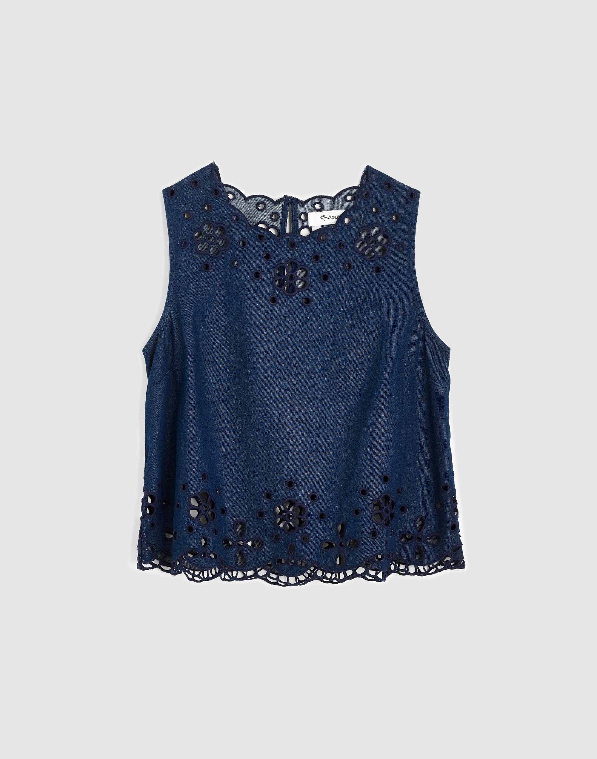 Denim Embroidered Shell Top