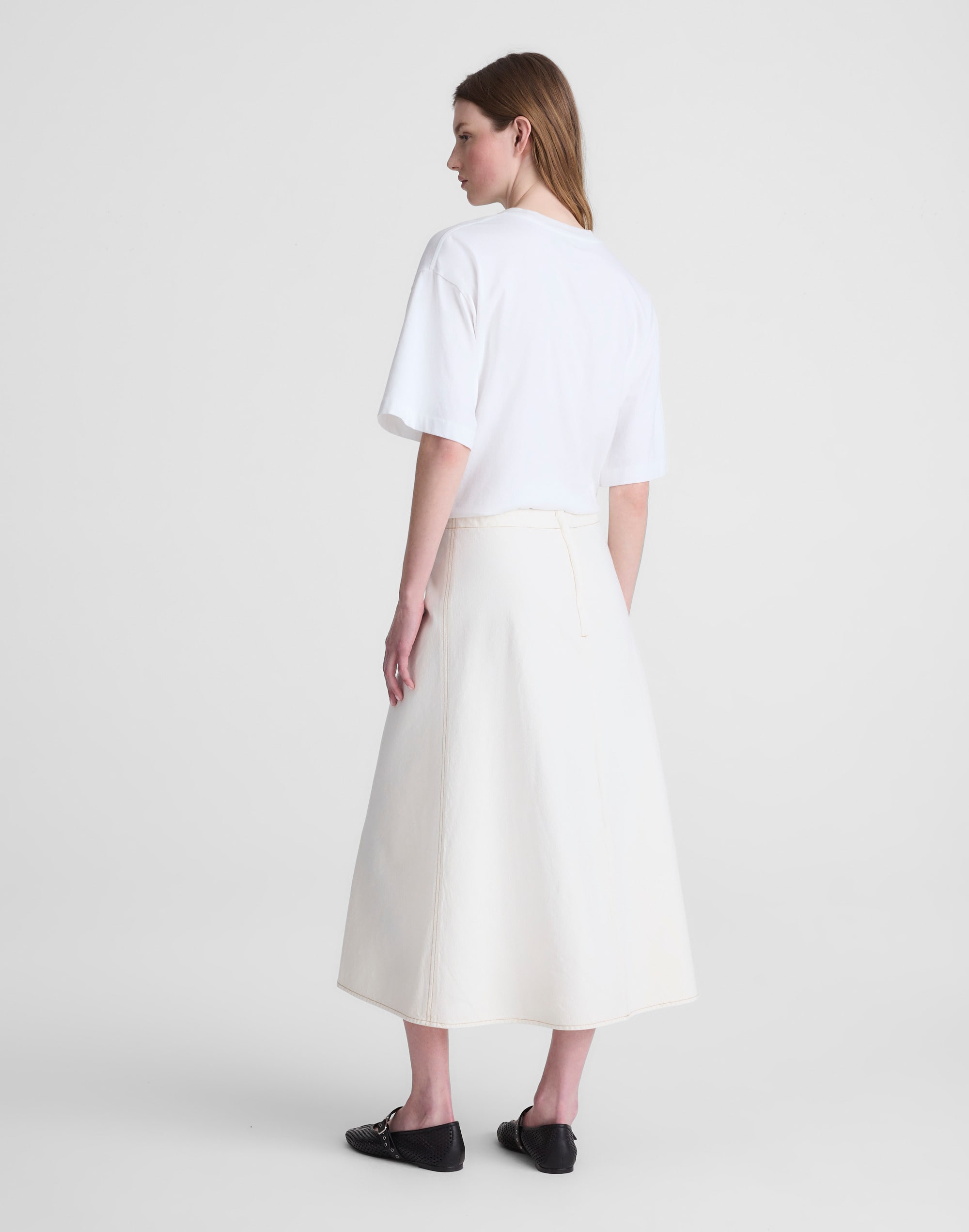 Airy Denim Slip Midi Skirt