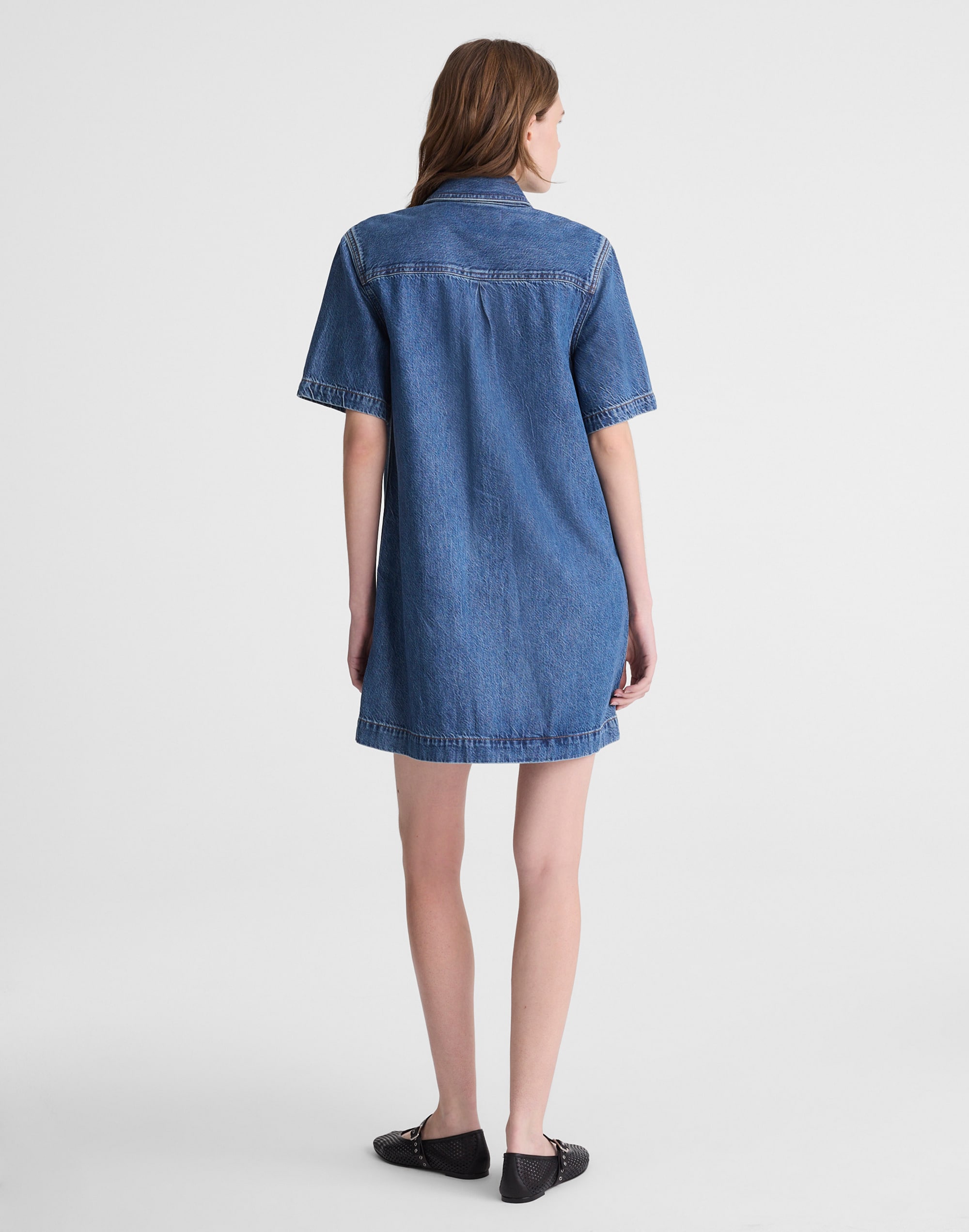 Airy Denim Boxy Mini Shirtdress