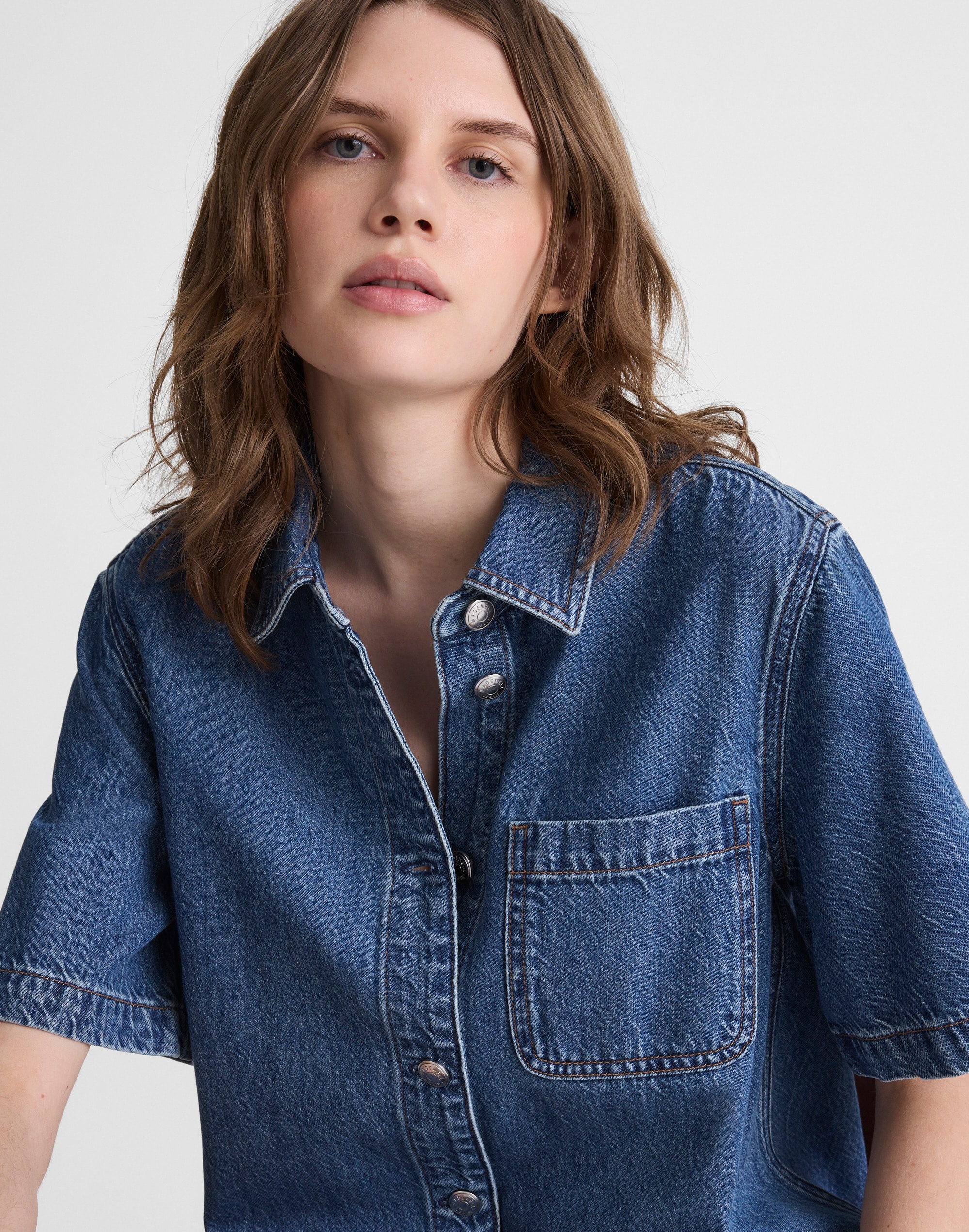 Airy Denim Boxy Mini Shirtdress