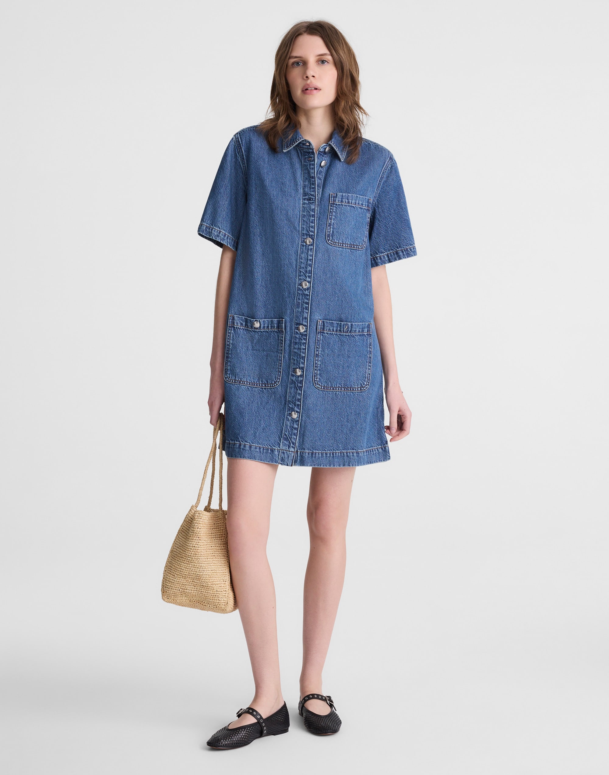Airy Denim Boxy Mini Shirtdress from Madewell - $138