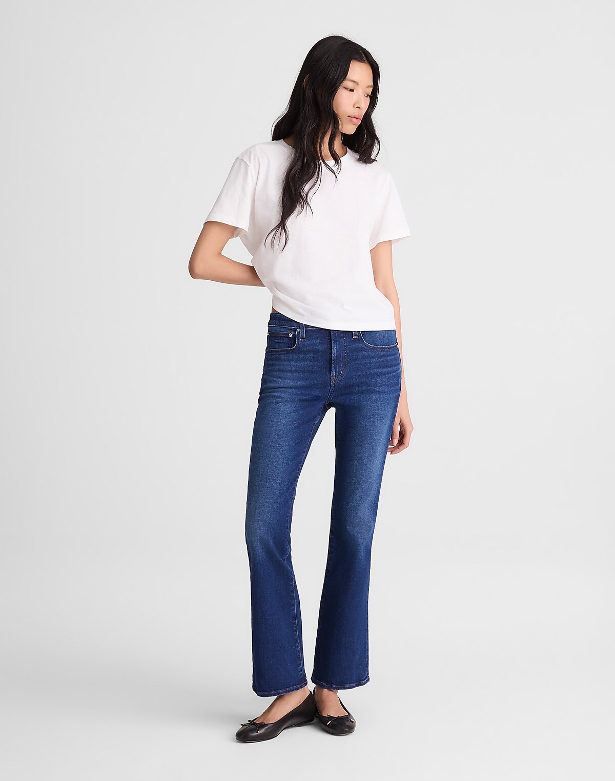 The Flare Crop Jean in Super Stretch Denim