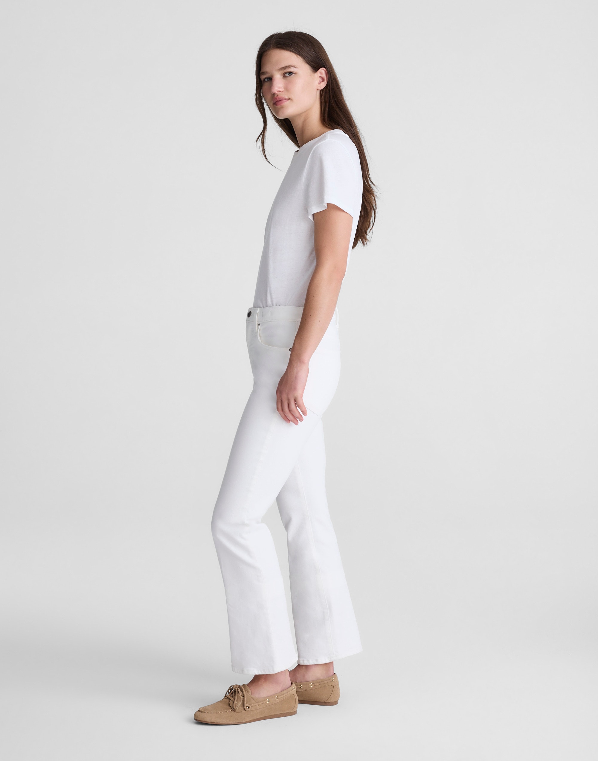 The Flare Crop Jean in Super Stretch Denim