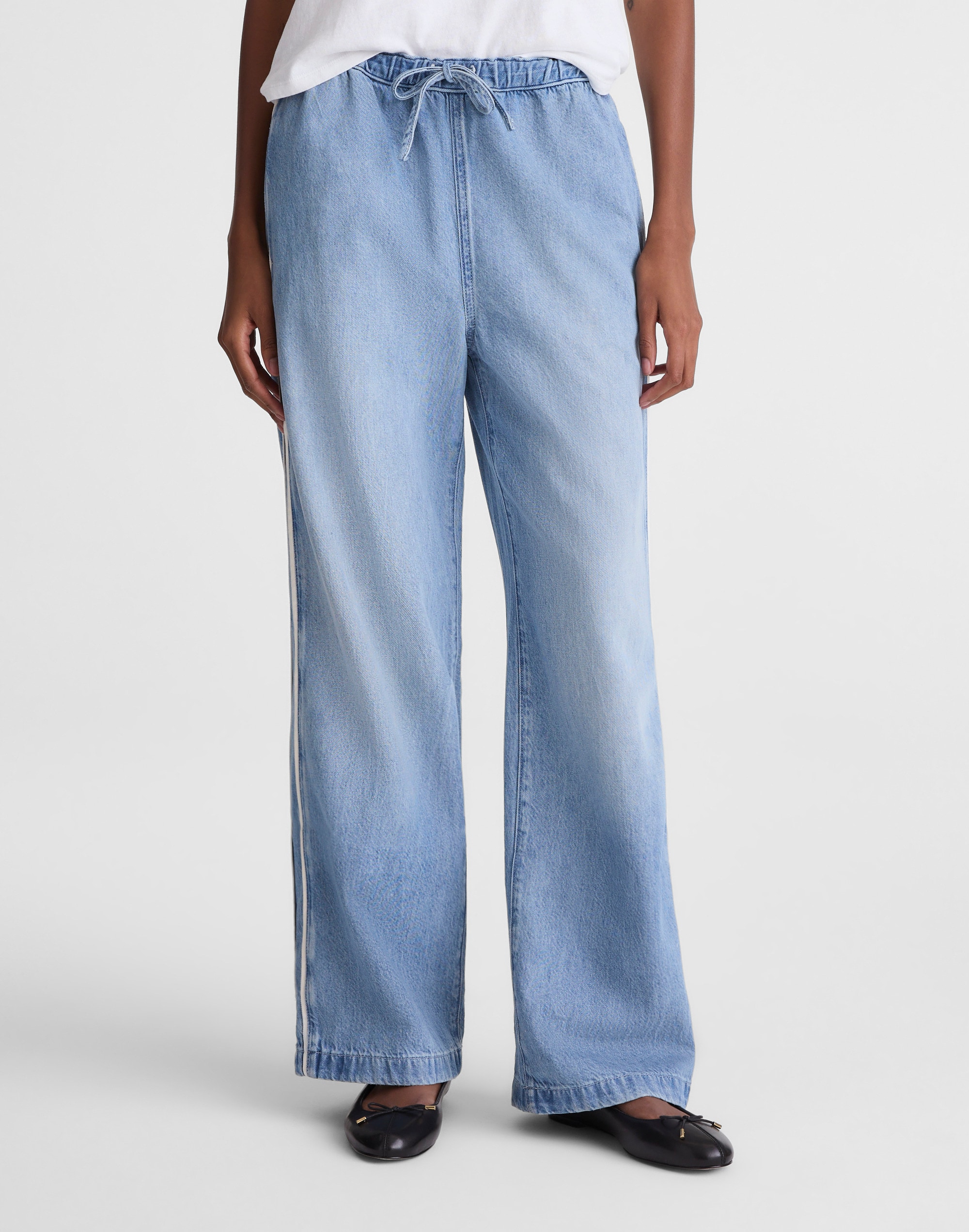 Tall Pull-On Track Pants in Airy Denim