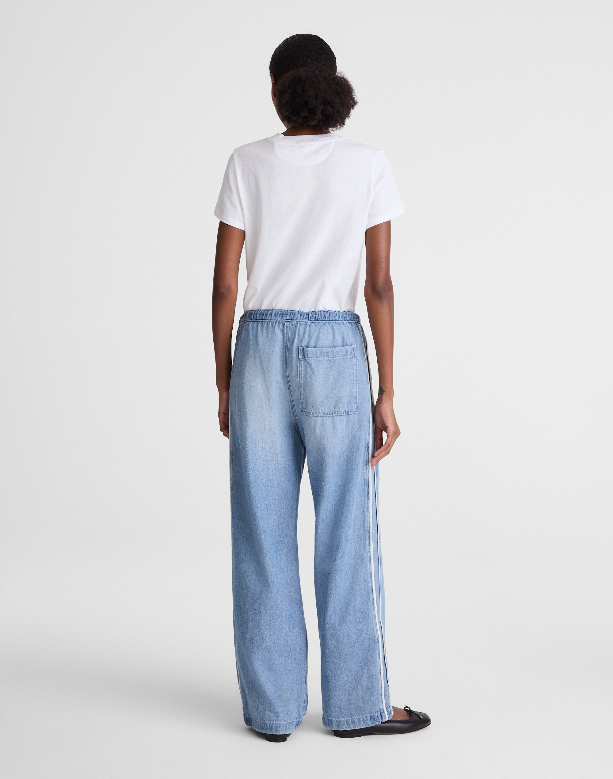 Pull-On Track Pants in Airy Denim