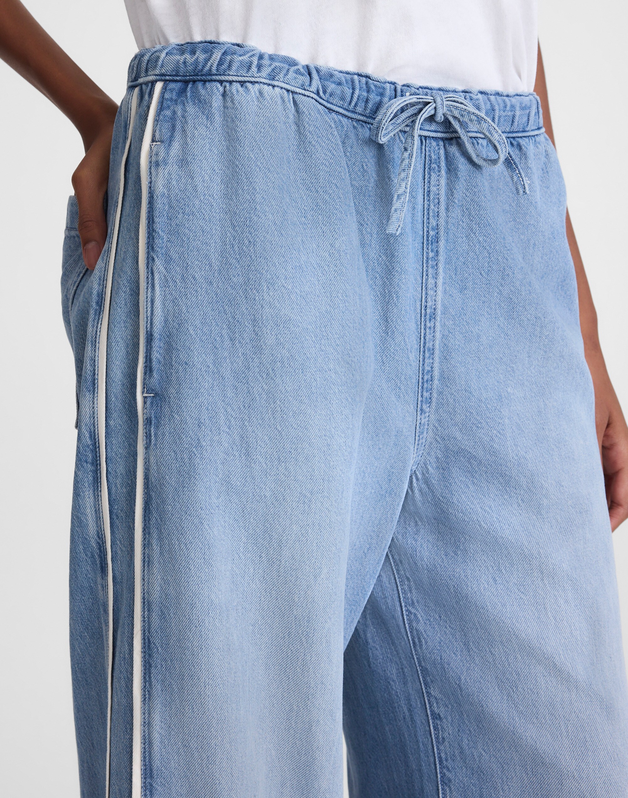 Tall Pull-On Track Pants in Airy Denim
