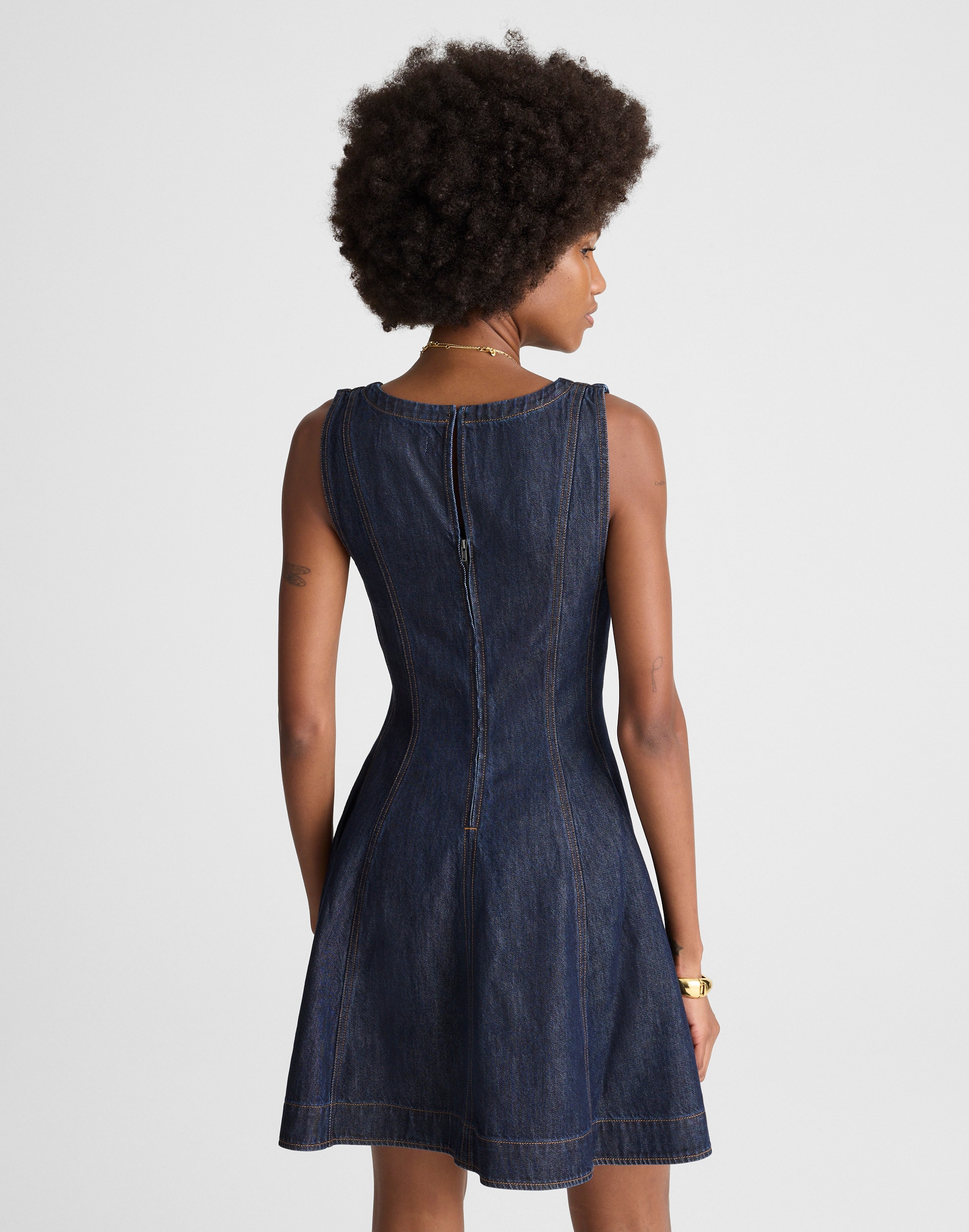 Airy Denim Circle Mini Dress Rinse Wash