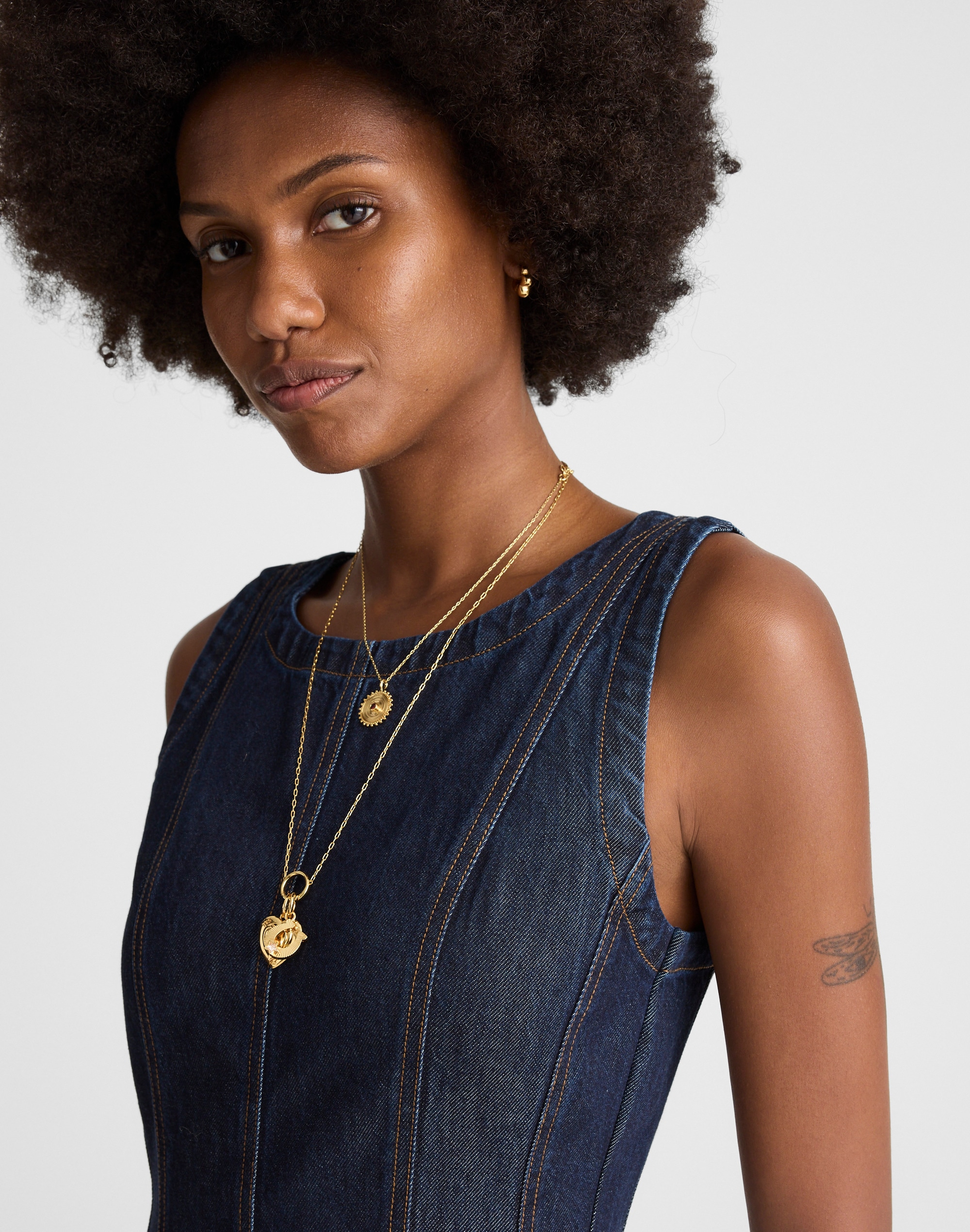 Airy Denim Circle Mini Dress Rinse Wash