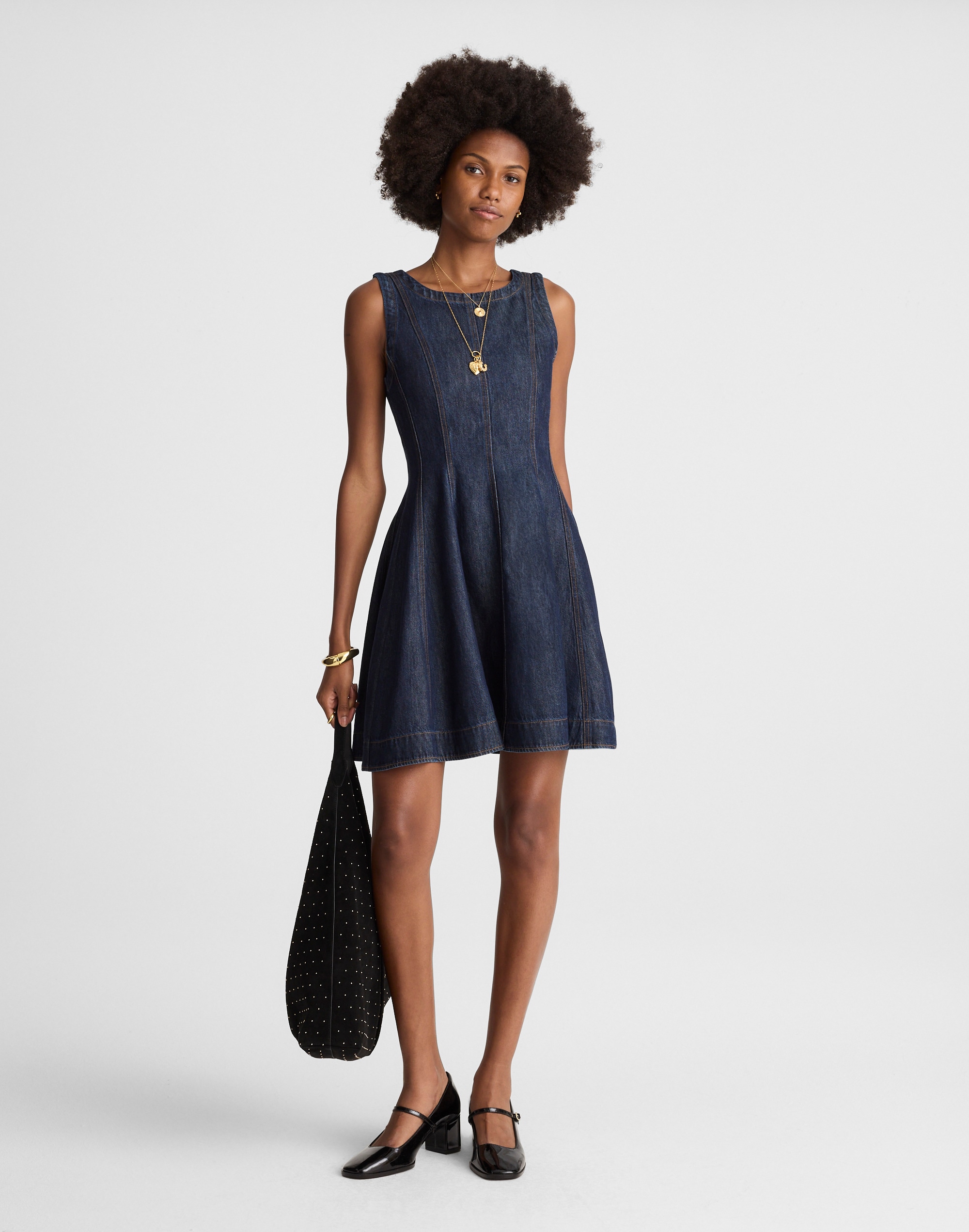 Madewell Airy Denim Circle Mini Dress In Blue
