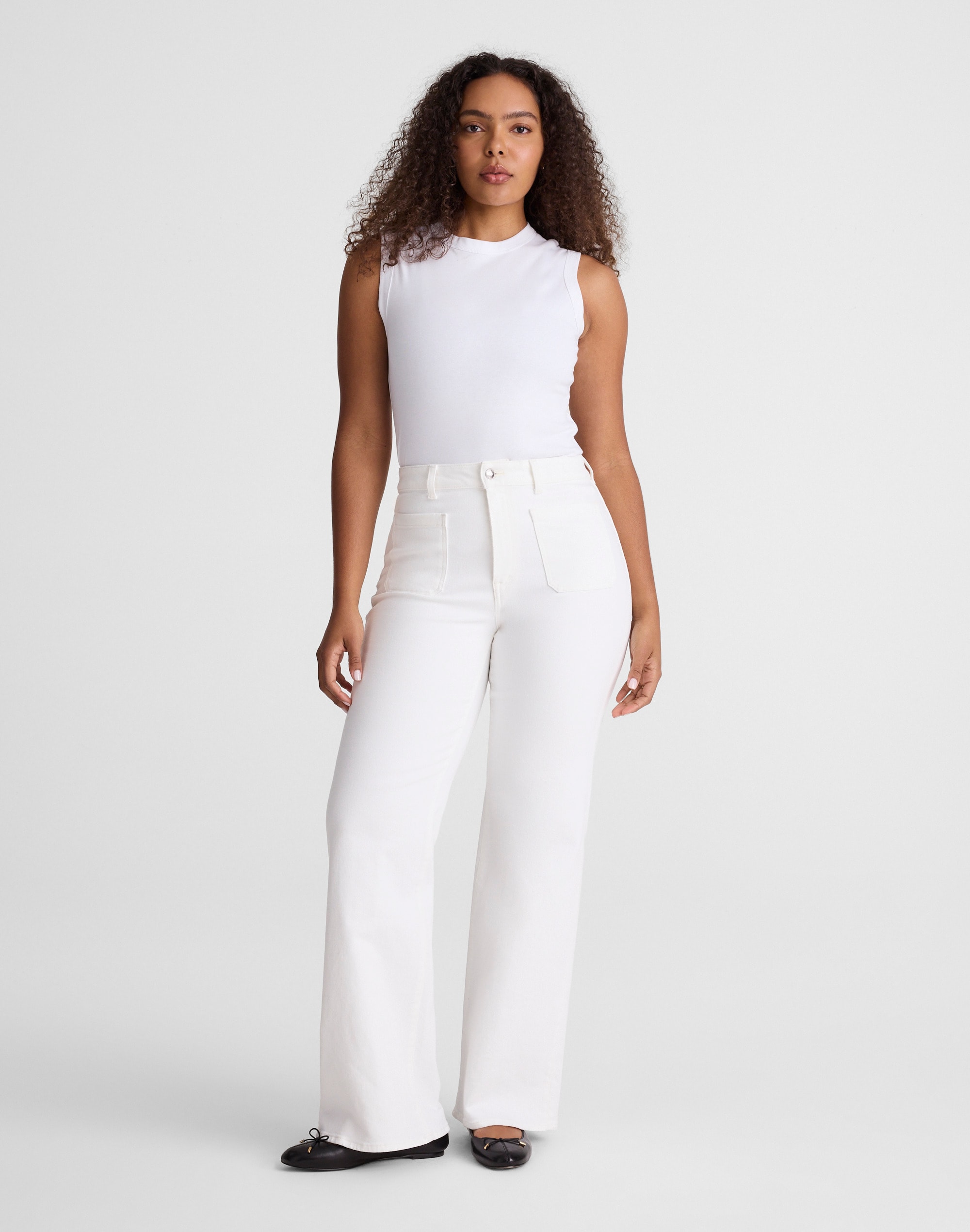 The Curvy Emmy Wide-Leg Jean in Tile White