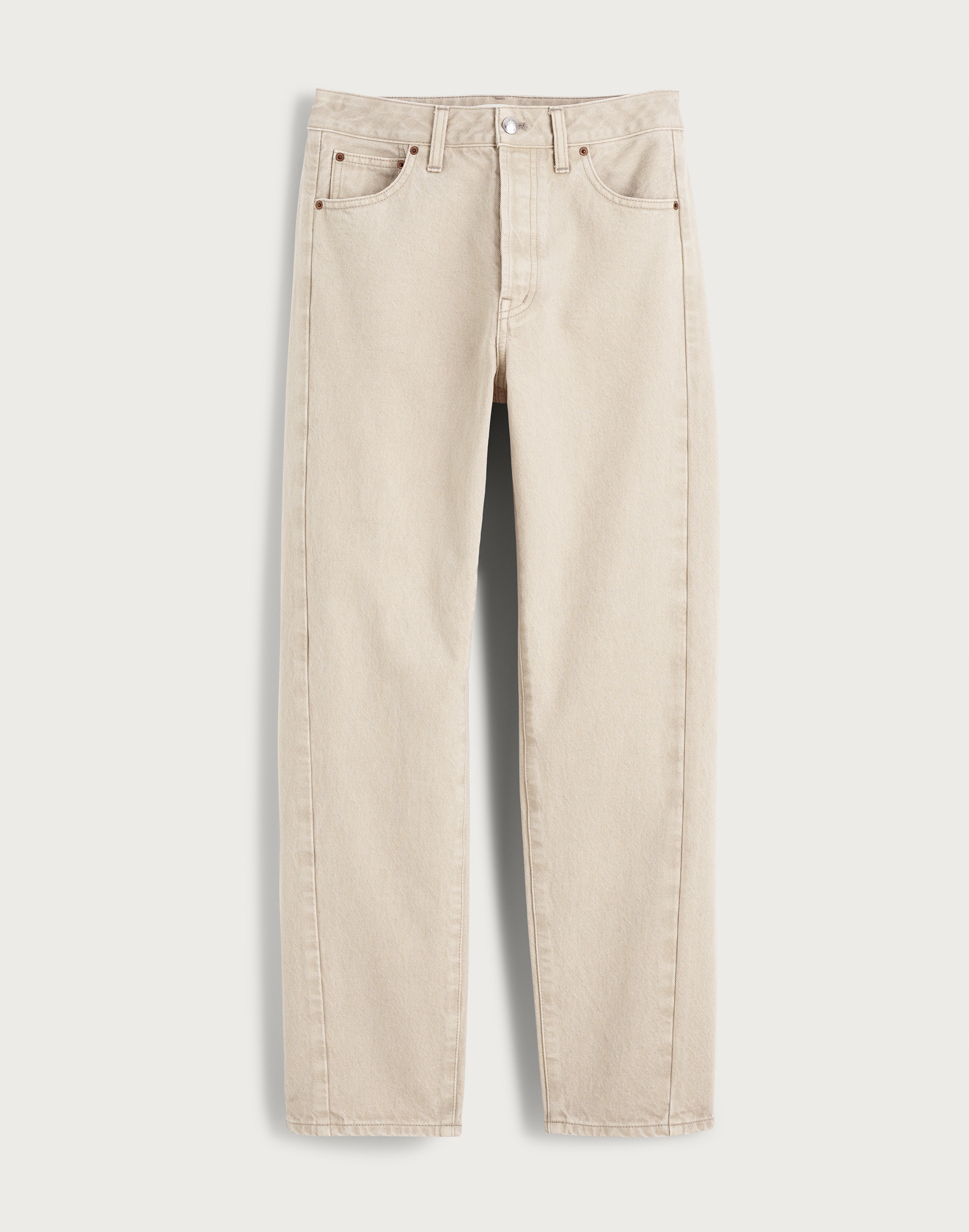 Curvy Pieced Barrel-Leg Jeans