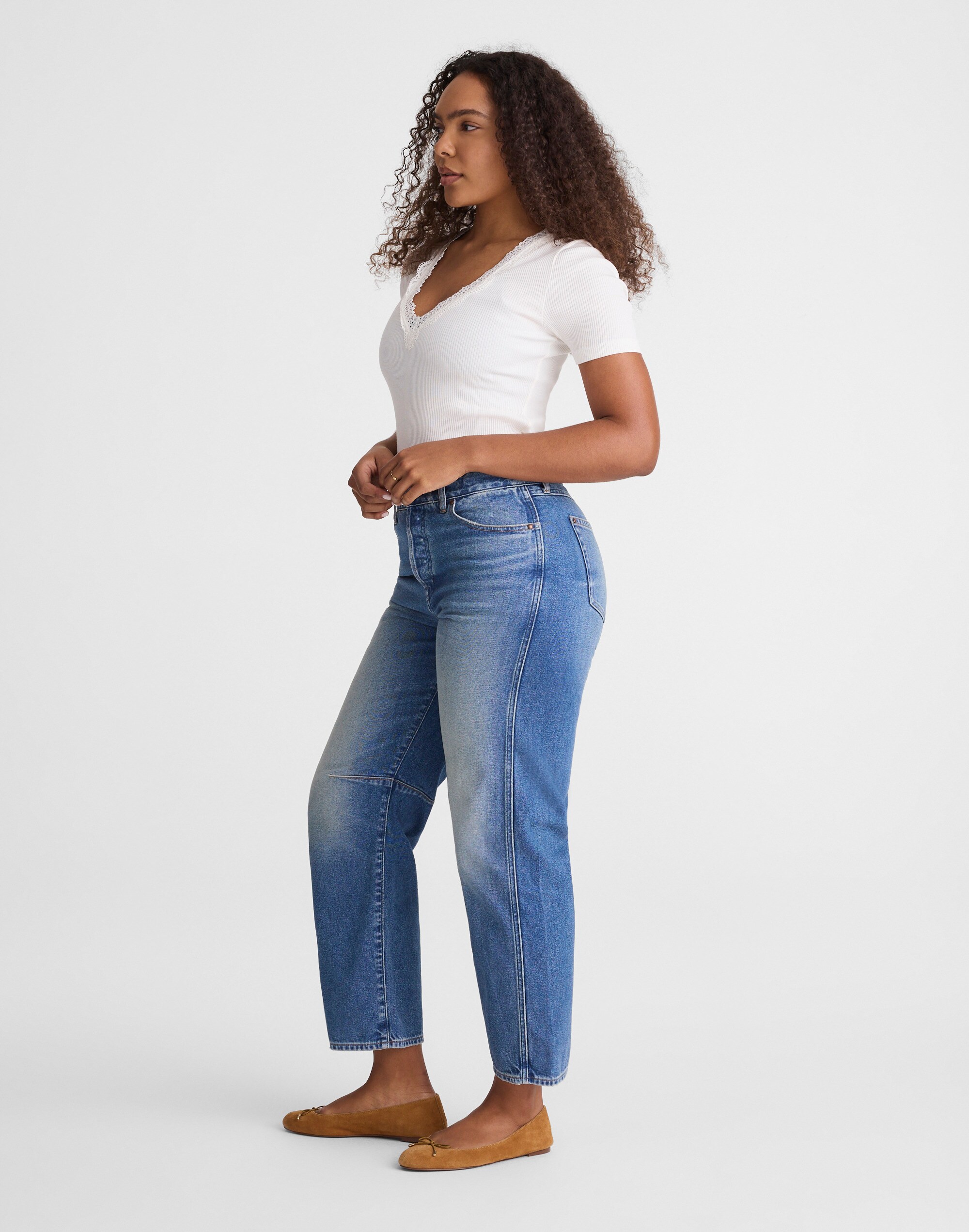 The Curvy Darted Barrel-Leg Jean