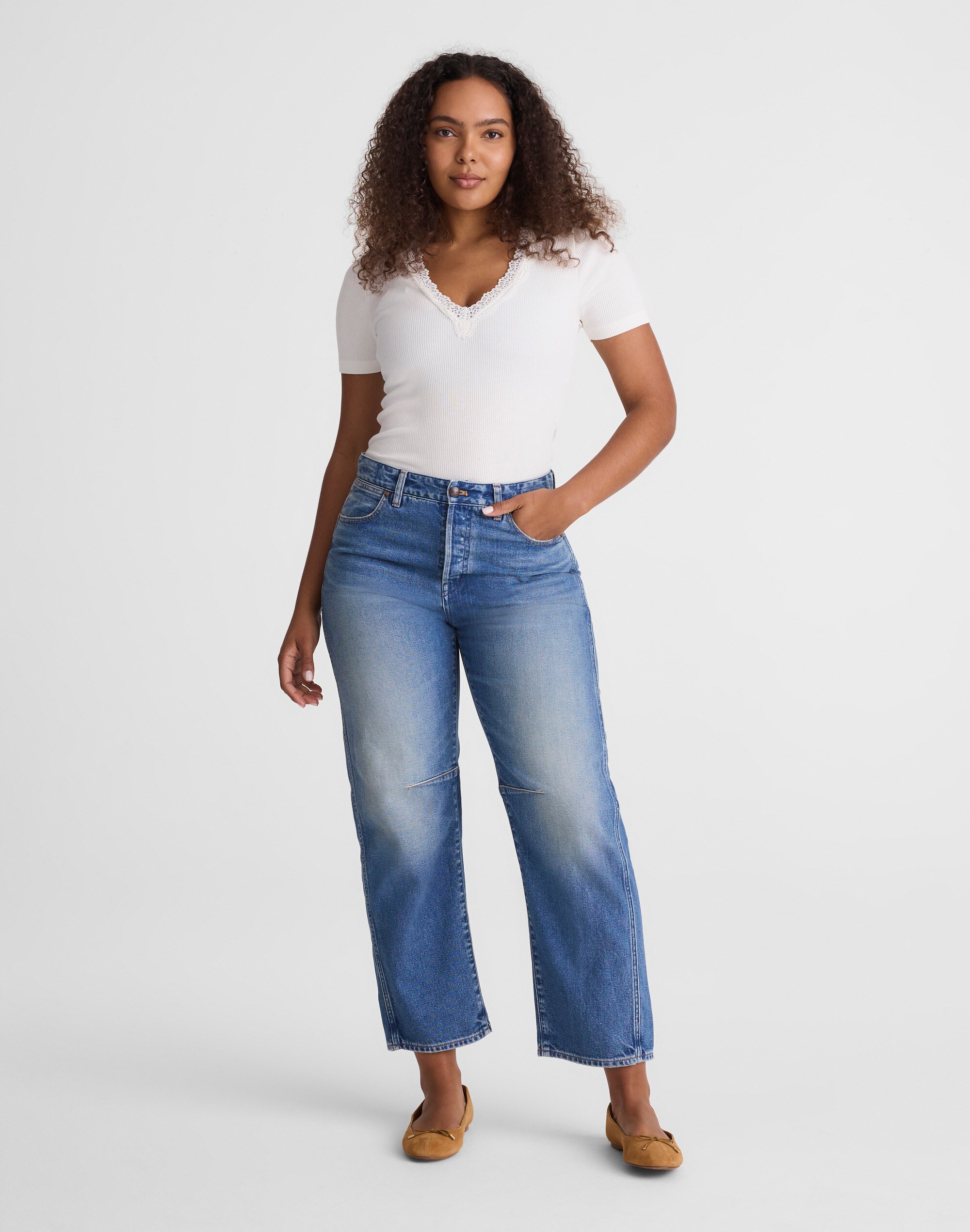 The Curvy Darted Barrel-Leg Jean