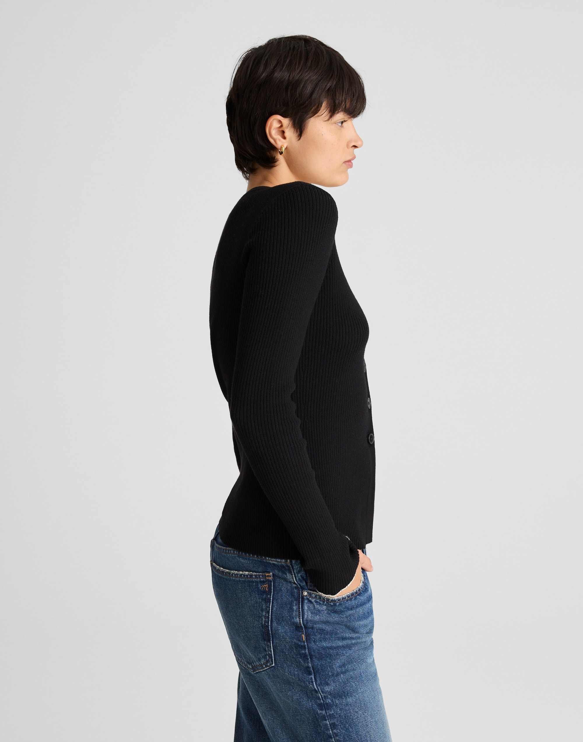 Whipstitched Longline Cardigan Merino Blend