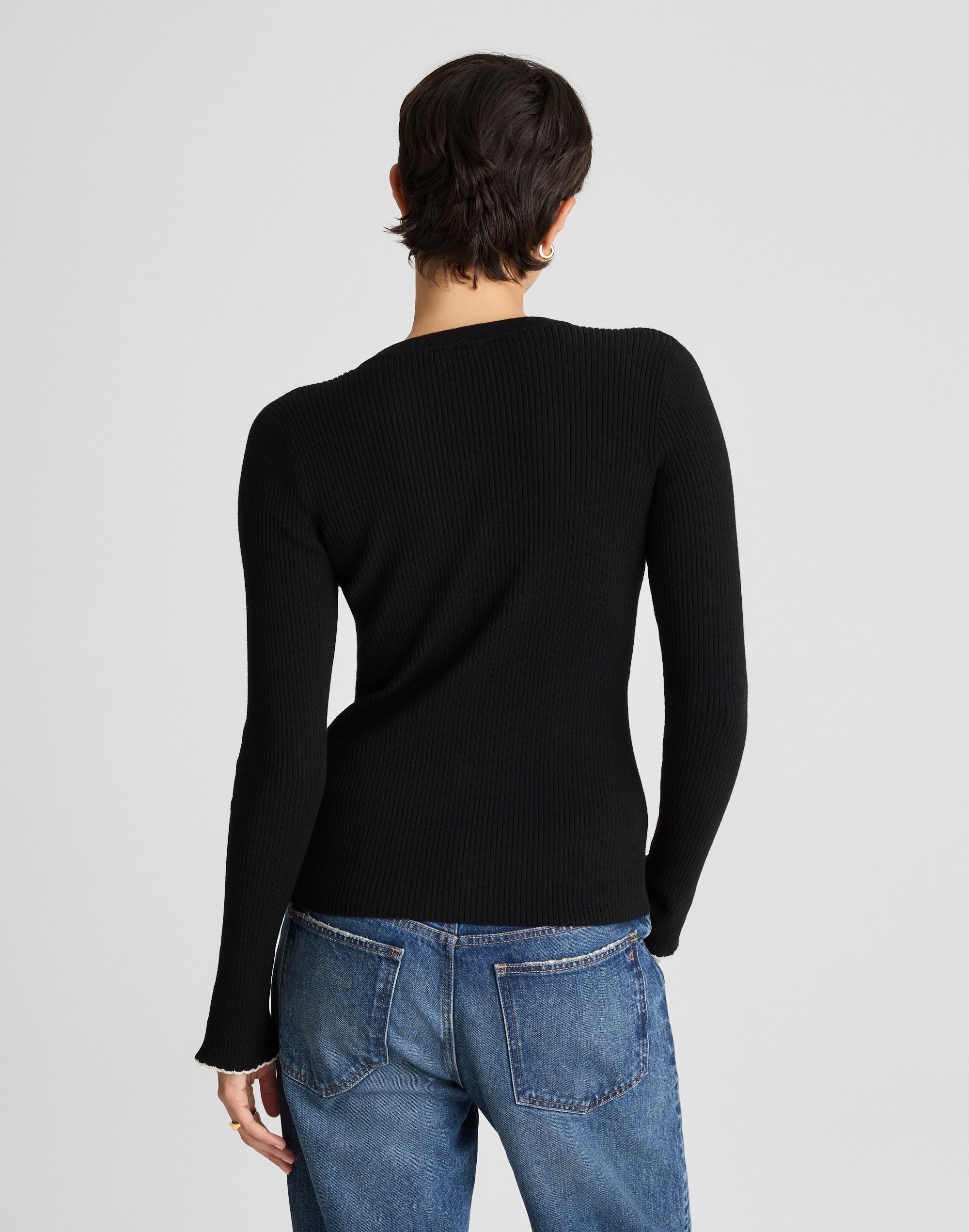 Whipstitched Longline Cardigan Merino Blend